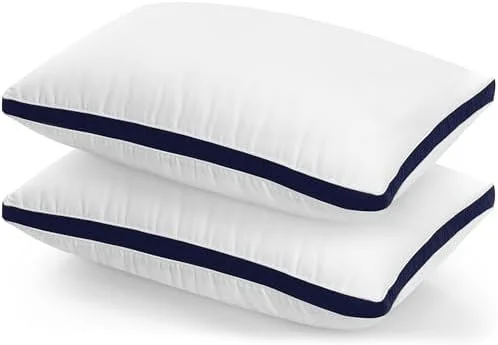 بالش های یوتوپیا بدینگ، بسته 2 عددی، سایز کویین (سرمه ای) بالش های نرم با کیفیت هتلی برای خواب، پارچه برس خورده، بالش تخت خواب برای افراد با حالت خوابیدن به پشت، شکم یا پهلو - 18 اینچ در 26 اینچ / 45 در 66 سانتی متر