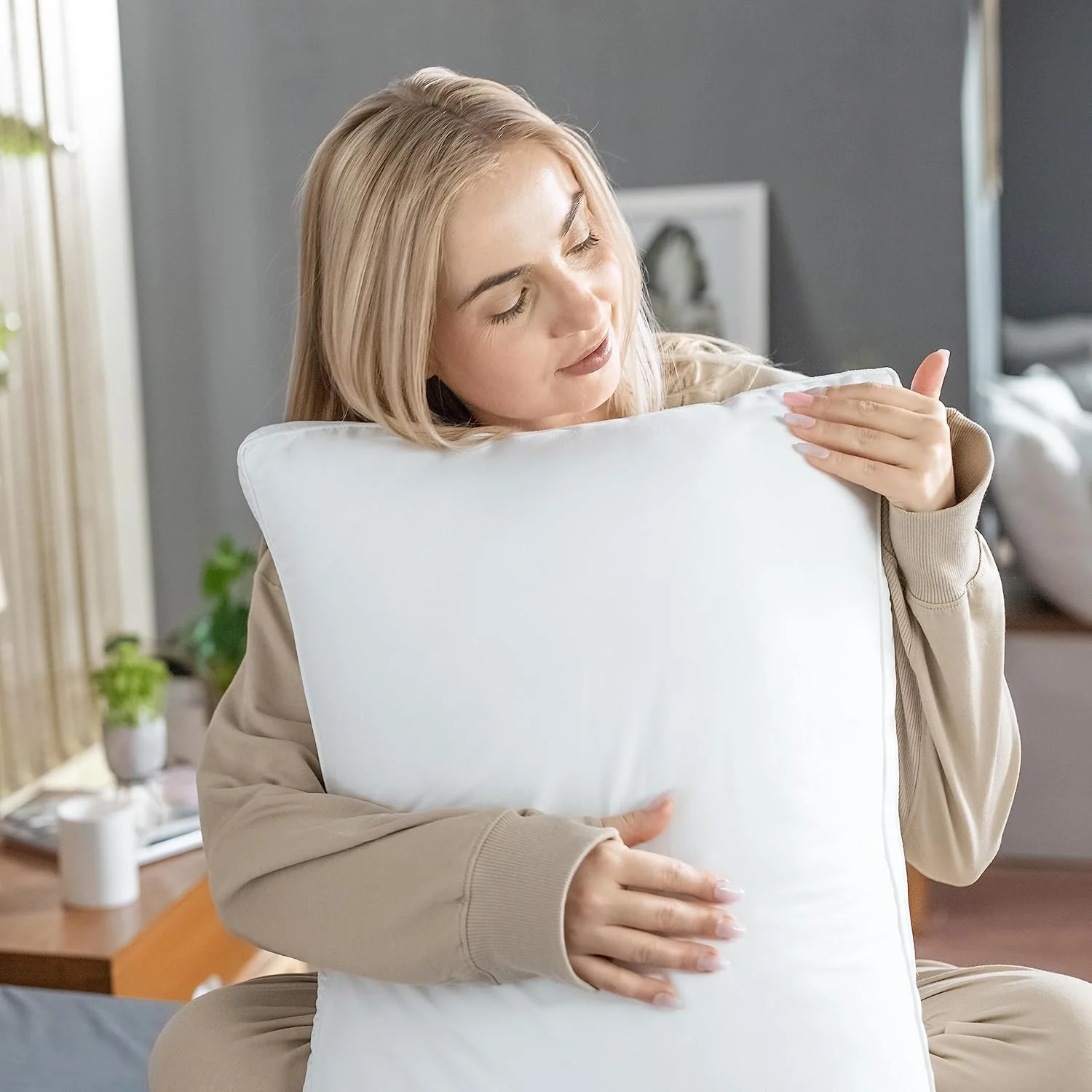 بالش لبه دار نخی یوتوپیا (بسته 2 عددی) - بالش های لوکس برای خوابیدن - بالش تخت سایز کوئین (46 در 66 سانتی متر) - سفید