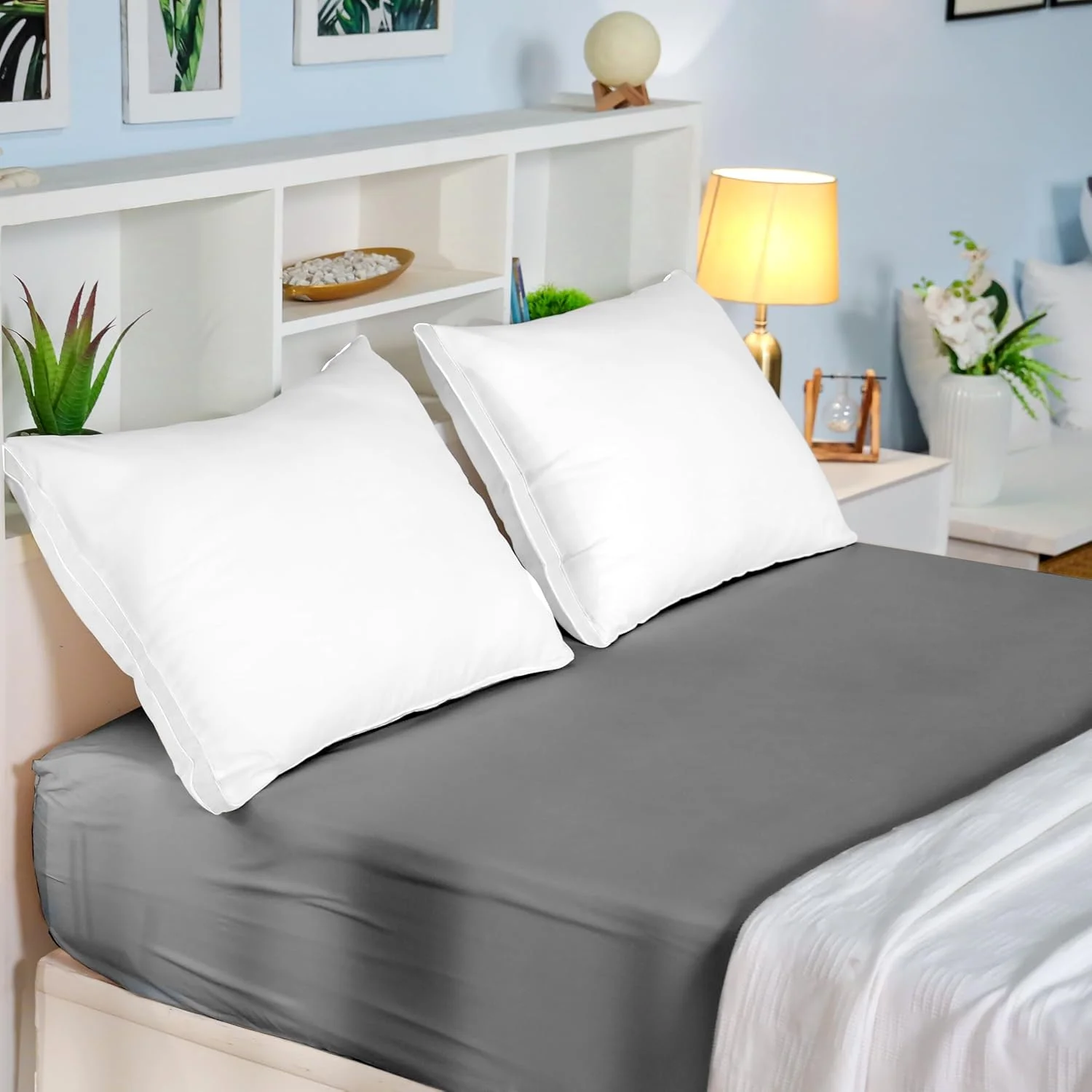 بالش های یوتوپیا بدینگ (2 عدد) - پر شده با الیاف توخالی ویرجین سه بعدی - بالش نرم و با نگهداری آسان (45x66 سانتی متر، سفید)