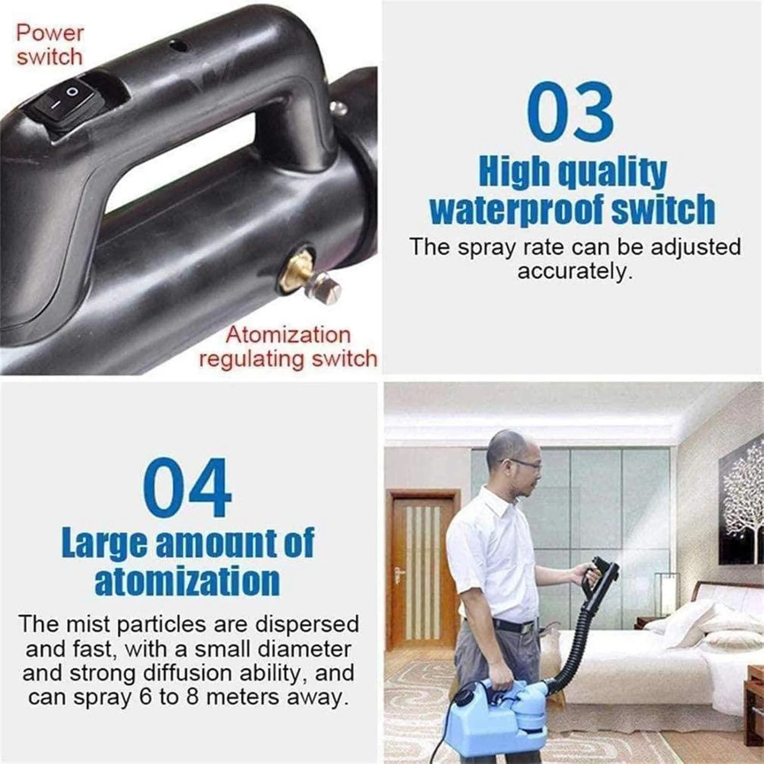 محلول پاش برقی قابل حمل 7 لیتری ULV، سمپاش ضد عفونی کننده برای از بین بردن پشه و دستگاه مه پاش ضد عفونی برای کنترل بهداشت داخلی و خارجی (آبی) محلول پاش برقی قابل حمل 7 لیتری ULV، سمپاش ضد عفونی کننده برای از بین بردن پشه و دستگاه مه پاش ضد عفونی برای کنترل بهداشت داخلی و خارجی (آبی)