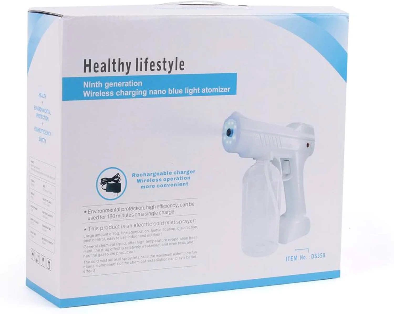 دستگاه ضدعفونی کننده اتمیزه کننده نسل نهم، تفنگ اسپری نانو بخار نور آبی قدرتمند با شارژ بی سیم دستگاه ضدعفونی کننده اتمیزه کننده نسل نهم، تفنگ اسپری نانو بخار نور آبی قدرتمند با شارژ بی سیم