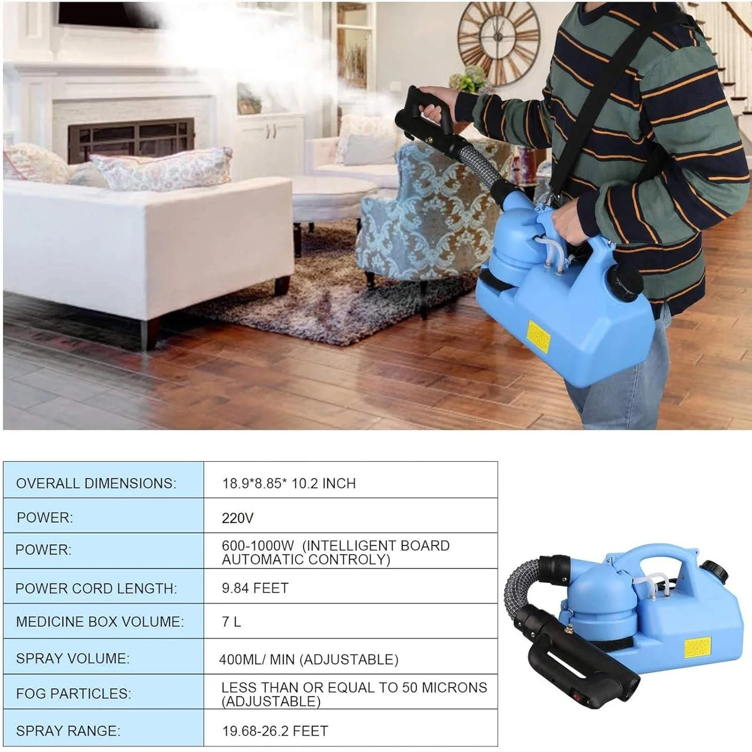 دستگاه مه پاش ULV، دستگاه ضد عفونی کننده مه پاش قابل حمل، دستگاه ضد عفونی کننده و دفع حشرات، برد اسپری 6-8 متر، مناسب برای اماکن عمومی/باغ/صنعتی دستگاه مه پاش ULV، دستگاه ضد عفونی کننده مه پاش قابل حمل، دستگاه ضد عفونی کننده و دفع حشرات، برد اسپری 6-8 متر، مناسب برای اماکن عمومی/باغ/صنعتی