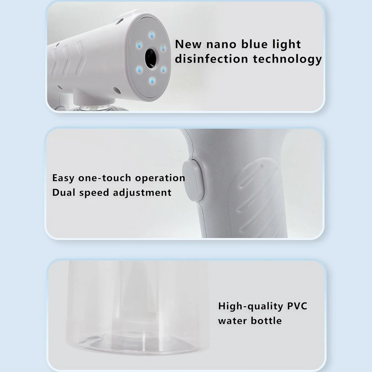 دستگاه ضدعفونی کننده نانو الکتریکی دستی، دستگاه مه پاش نور آبی 380 میلی لیتری، دستگاه سمپاش الکترواستاتیک، برای ماشین، مدرسه، خانه، هتل دستگاه ضدعفونی کننده نانو الکتریکی دستی، دستگاه مه پاش نور آبی 380 میلی لیتری، دستگاه سمپاش الکترواستاتیک، برای ماشین، مدرسه، خانه، هتل