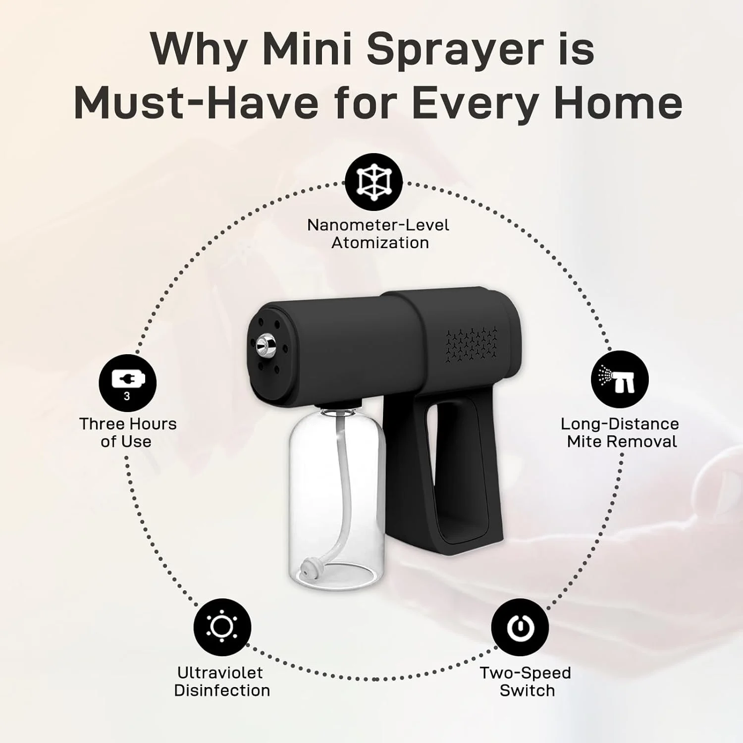 دستگاه مه پاش ضدعفونی کننده حرفه ای، تفنگ اسپری ذرات ریز بی سیم 380 میلی لیتری، مه پاش نور آبی برای ضدعفونی بدون لمس ((مشکی)) دستگاه مه پاش ضدعفونی کننده حرفه ای، تفنگ اسپری ذرات ریز بی سیم 380 میلی لیتری، مه پاش نور آبی برای ضدعفونی بدون لمس ((مشکی))