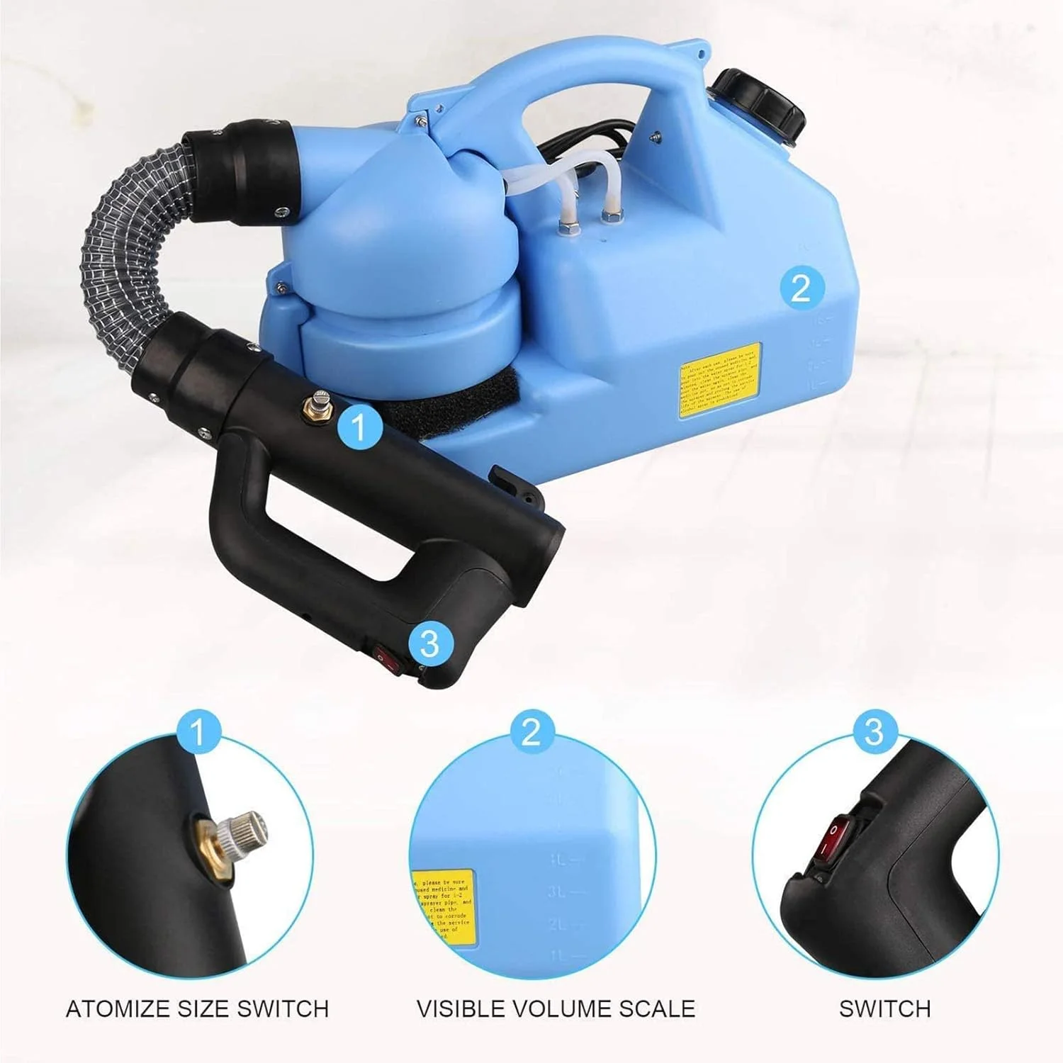 دستگاه مه پاش ULV 7 لیتری، دستگاه ضد عفونی کننده مه پاش قابل حمل، دستگاه ضد عفونی کننده برای بهداشت داخلی/خارجی دستگاه مه پاش ULV 7 لیتری، دستگاه ضد عفونی کننده مه پاش قابل حمل، دستگاه ضد عفونی کننده برای بهداشت داخلی/خارجی