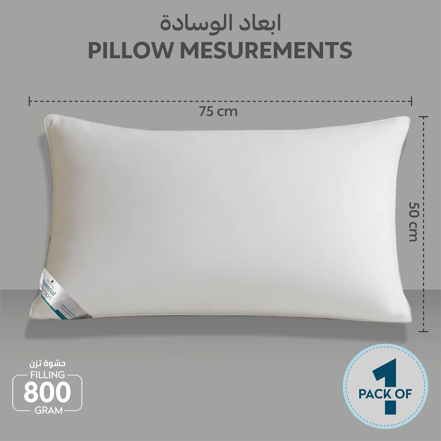 بالش سایز 50X75 سانتی متر - 800 گرم - بالش لوکس با الیاف جایگزین پر، رویه میکروفایبر نرم برس خورده، ضد حساسیت، سفید، بسته 1 عددی (وسادة) بالش سایز 50X75 سانتی متر - 800 گرم - بالش لوکس با الیاف جایگزین پر، رویه میکروفایبر نرم برس خورده، ضد حساسیت، سفید، بسته 1 عددی (وسادة)