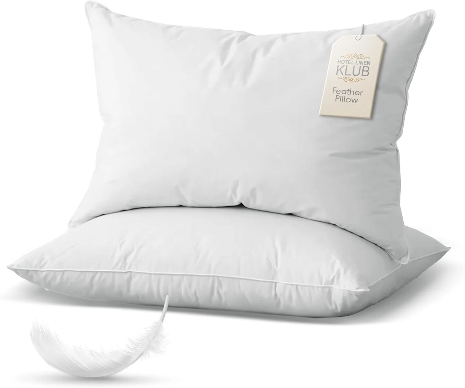 بالش پر اردک Hotel Linen Klub، دو تکه - پر شده با 1000 گرم پر طبیعی اردک برای راحتی مطلوب، پشتیبانی عالی و تنفس پذیری - بالش خواب با کیفیت لوکس هتلی، سایز: 50 x 65 سانتی متر