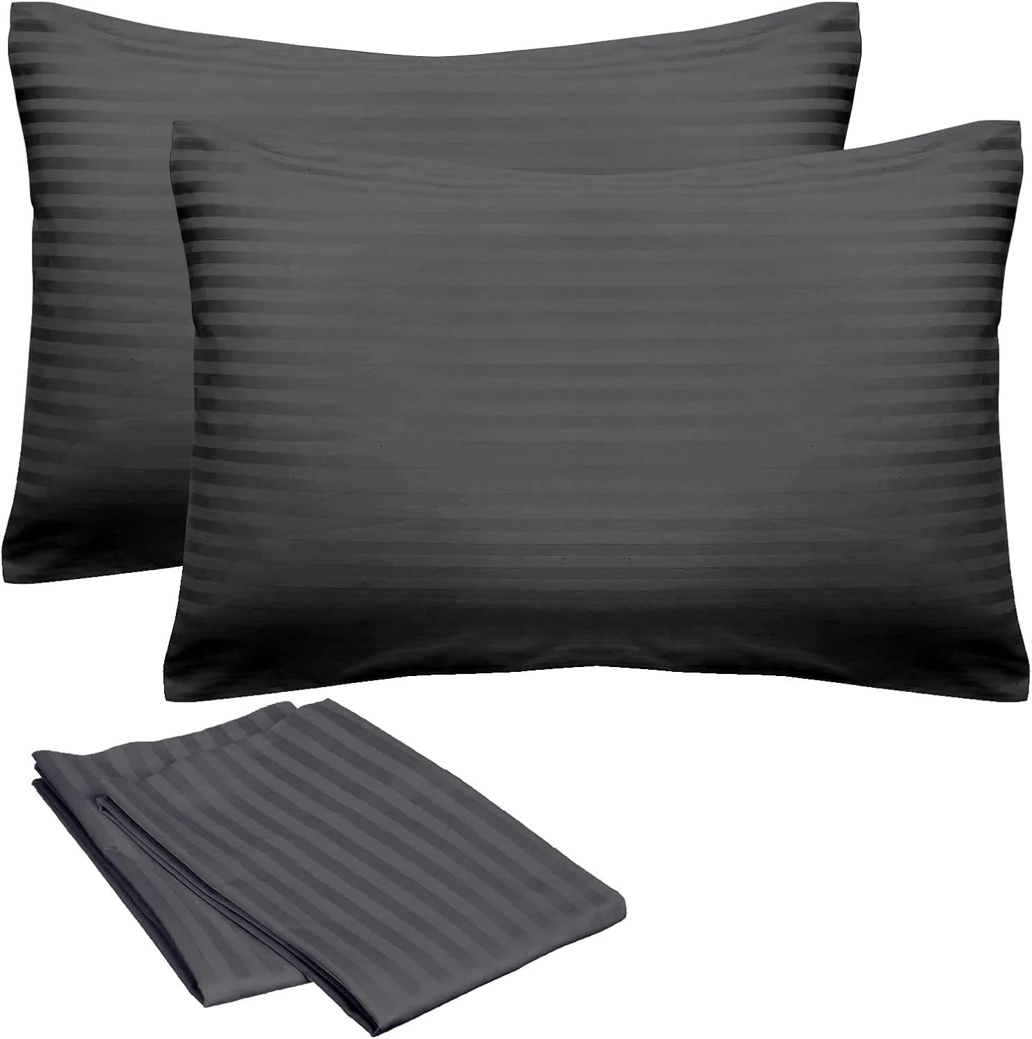 هتل لینن کلاب، ست دو عددی بالش پر شده با الیاف خاکستری تیره به همراه دو عدد روبالشی سایز 50x75 سانتی متر، بالش برای تخت و مبل، بالش برای خواب