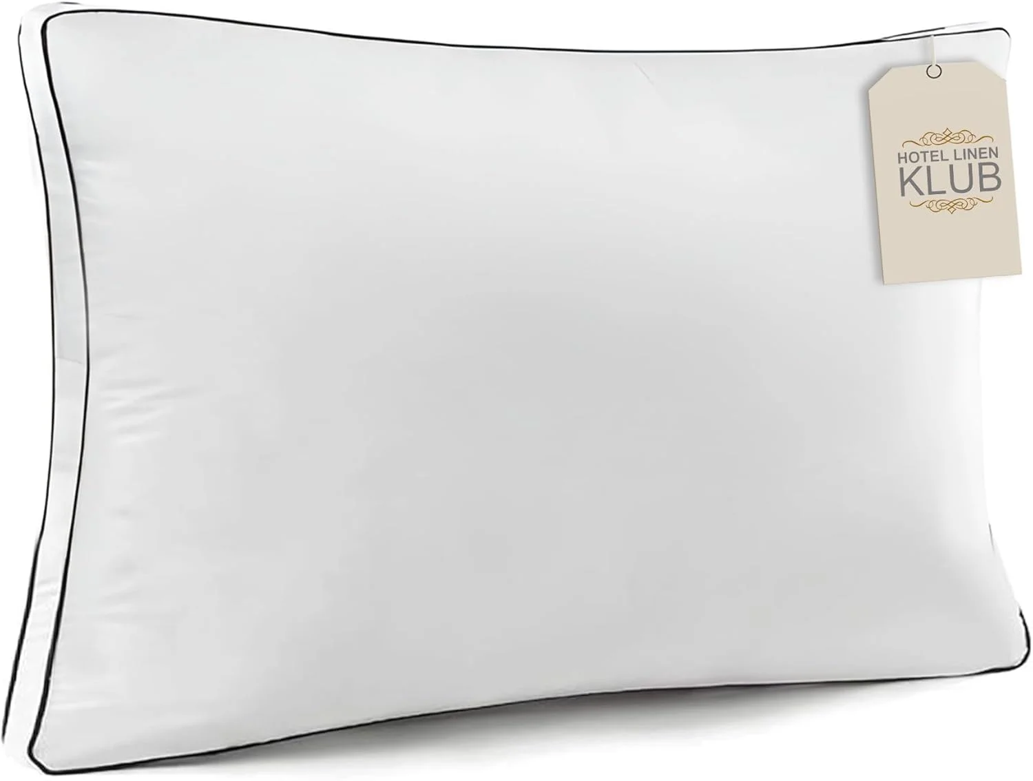 بالش دوخته شده هتلی Linen Klub - سایز: 50 x 75 + 4 سانتی متر، رویه: 233 TC 100% پنبه، پر شده با میکروفایبر نرم برای راحتی، پشتیبانی و تجربه خواب لوکس