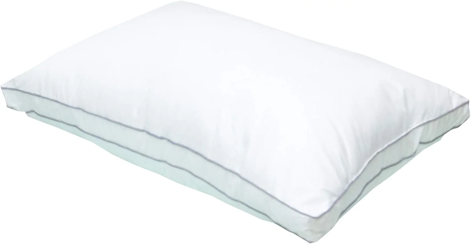 بالش پنبه ای Hotel Linen Klub با تراکم بافت 180 و نوار دوزی دوبل - پر شده با 100% میکروفایبر نرم، سایز: 50 در 75 + 4 سانتی متر، سفید لوکس برای راحتی و پشتیبانی فوق العاده برای خوابی آرام