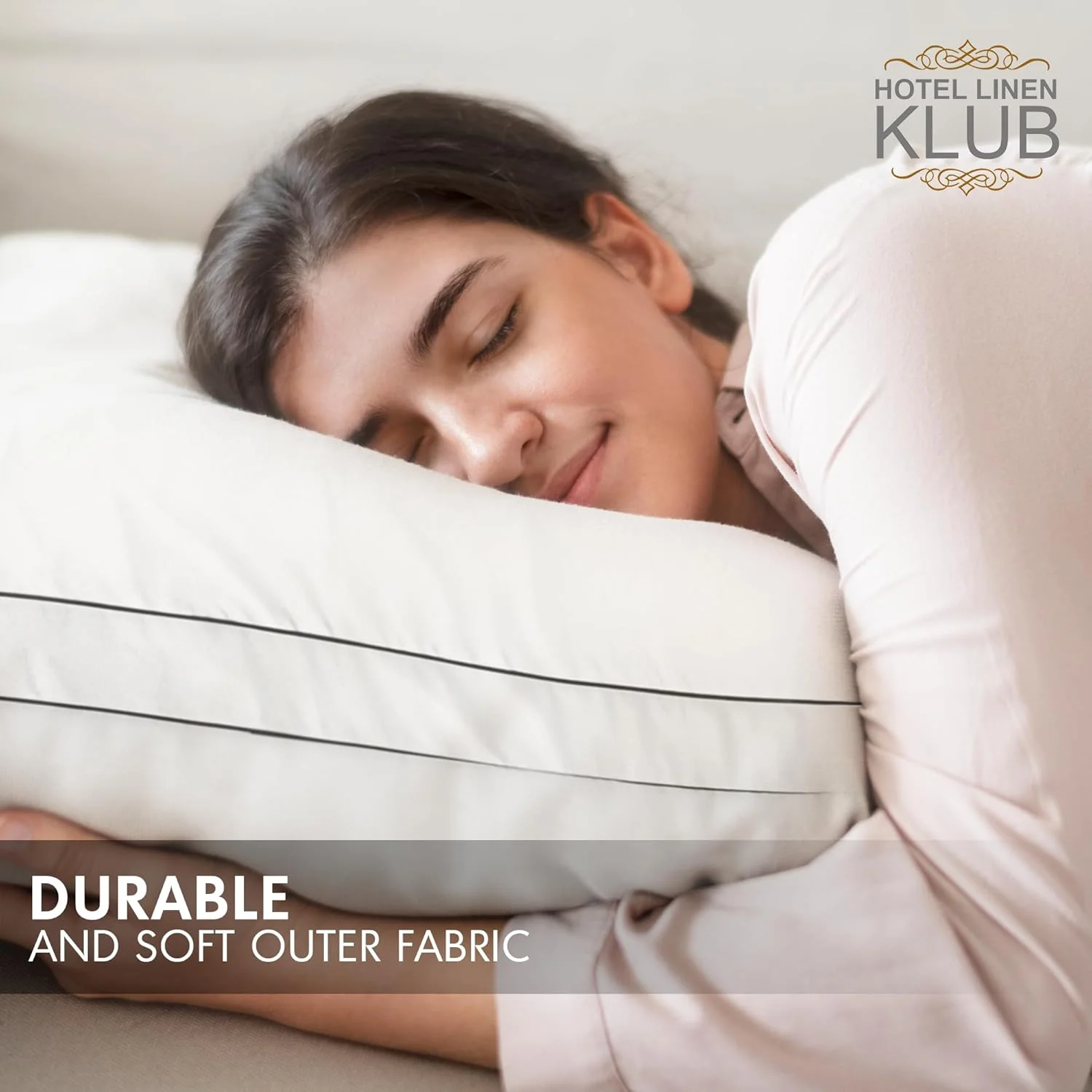 بالش دوخته شده هتلی Linen Klub - سایز: 50 x 75 + 4 سانتی متر، رویه: 233 TC 100% پنبه، پر شده با میکروفایبر نرم برای راحتی، پشتیبانی و تجربه خواب لوکس