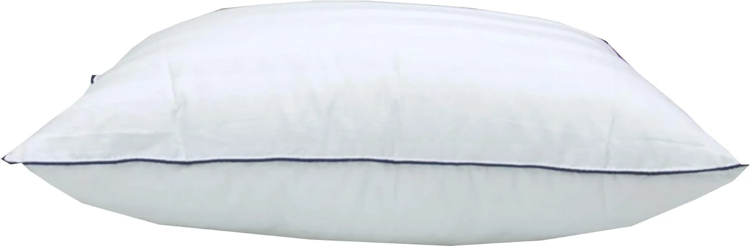 بالش ساتن پنبه ای Hotel Linen Klub با نوار دوزی تک زیبا - روکش پارچه ای 500 نخ، سایز: 50 × 75 سانتی متر سفید ملایم برای نهایت لوکس بودن، راحتی و پشتیبانی برای یک خواب آرام شبانه