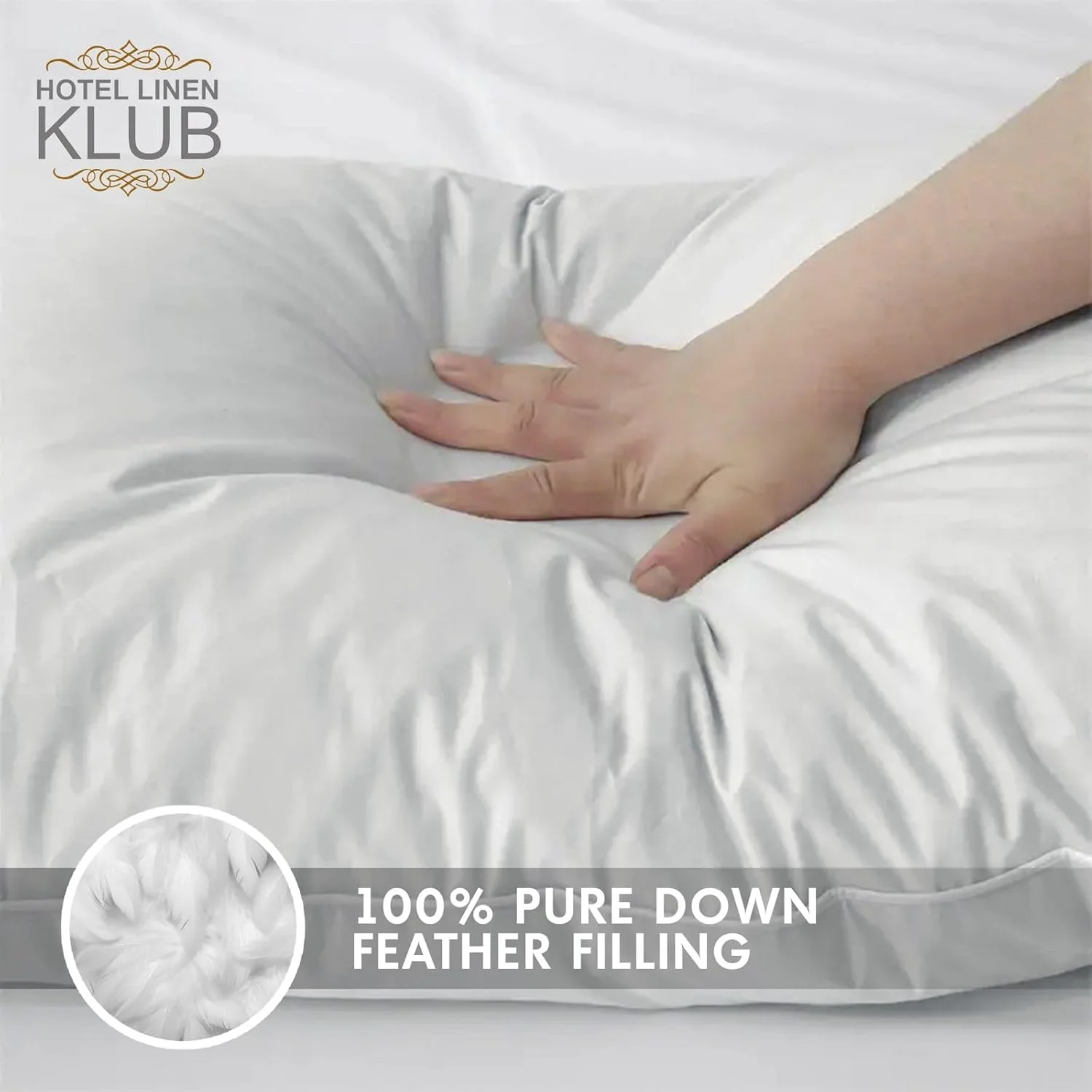 بالش پر اردک هتل لینن کلاب – 1100 گرم پر طبیعی اردک برای راحتی مطلوب، پشتیبانی عالی و تنفس پذیری - بالش تخت خواب با کیفیت هتل لوکس، اندازه: 50 × 70 سانتی متر