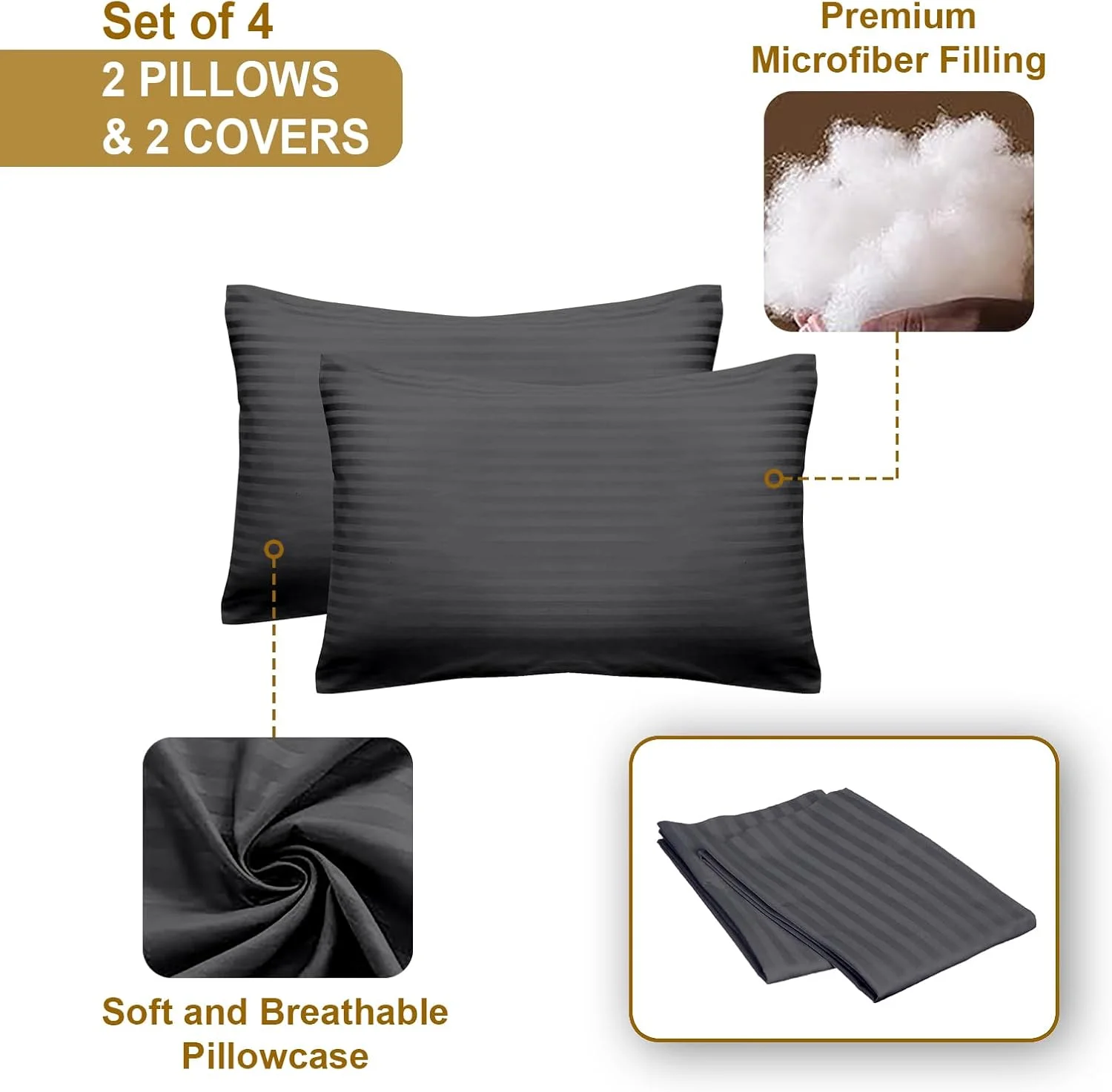 هتل لینن کلاب، ست دو عددی بالش پر شده با الیاف خاکستری تیره به همراه دو عدد روبالشی سایز 50x75 سانتی متر، بالش برای تخت و مبل، بالش برای خواب هتل لینن کلاب، ست دو عددی بالش پر شده با الیاف خاکستری تیره به همراه دو عدد روبالشی سایز 50x75 سانتی متر، بالش برای تخت و مبل، بالش برای خواب