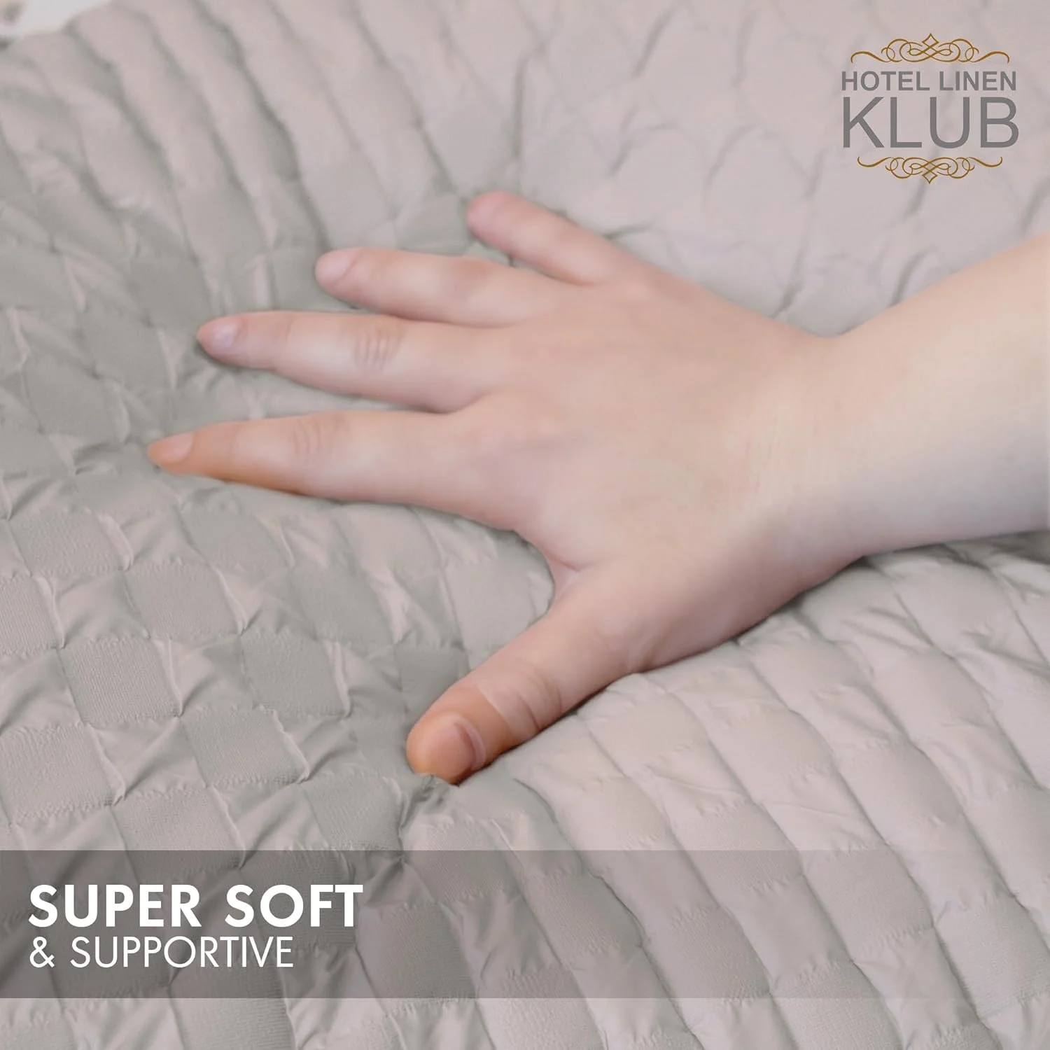 بالش الیاف سویا Hotel Linen Klub - بالش خواب با کیفیت عالی و خنک کننده، پر شده با 1000 گرم الیاف سویا برای راحتی مطلوب، پشتیبانی برتر و قابلیت تنفس، خاکستری روشن، اندازه: 75 x 48 x 8 سانتی متر