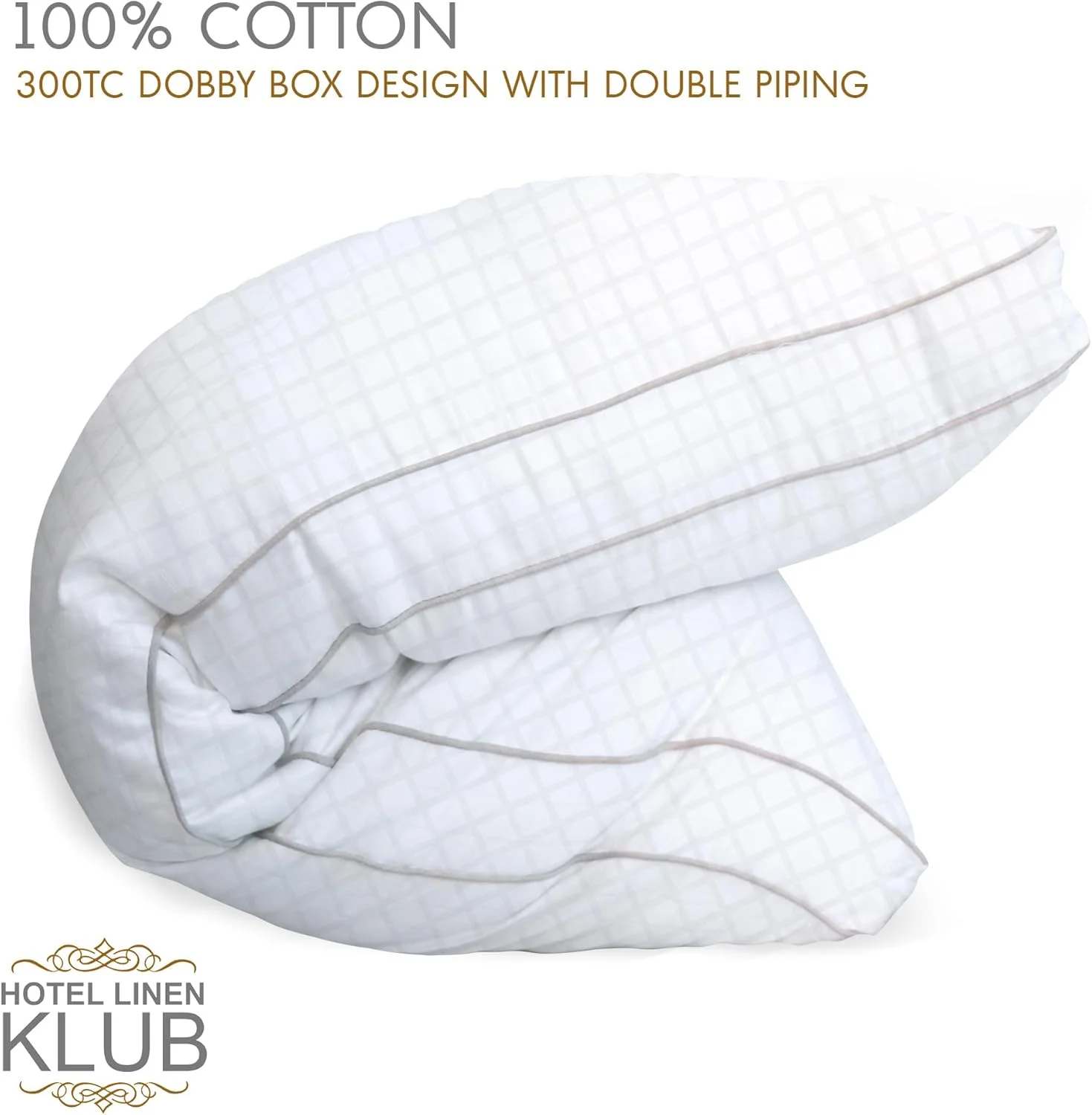 بالش تمام بدن هتلی لینن کلاب، ۱۰۰٪ پنبه با الیاف جایگزین پر، با لبه دوزی دوبل - جنس پارچه: طرح چهارخانه ژاکارد دابی، الیاف داخلی: ۱۴۰۰ گرم میکروفایبر، ابعاد: ۴۵ × ۱۰۰ سانتی‌متر