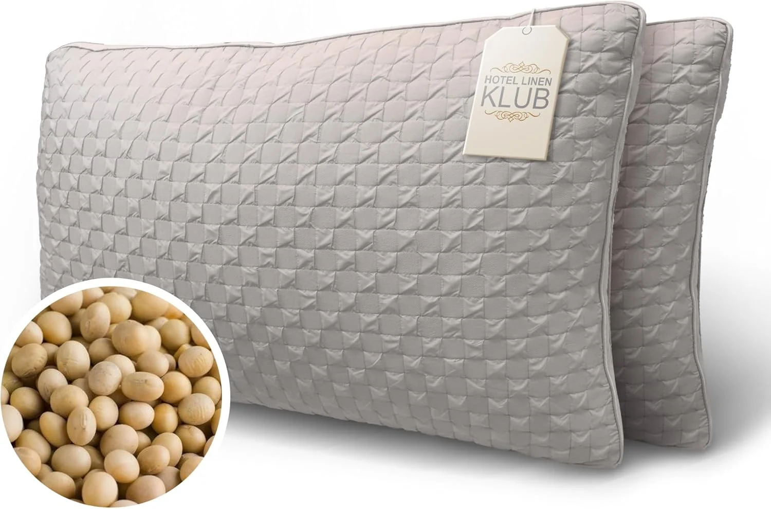 هتل لینن کلاب بسته 2 عددی بالش الیاف سویا – بالش خواب با کیفیت عالی و خنک کننده، با 1000 گرم الیاف سویا برای راحتی مطلوب، پشتیبانی عالی و قابلیت تنفس، خاکستری روشن، سایز: 48x75 سانتی متر