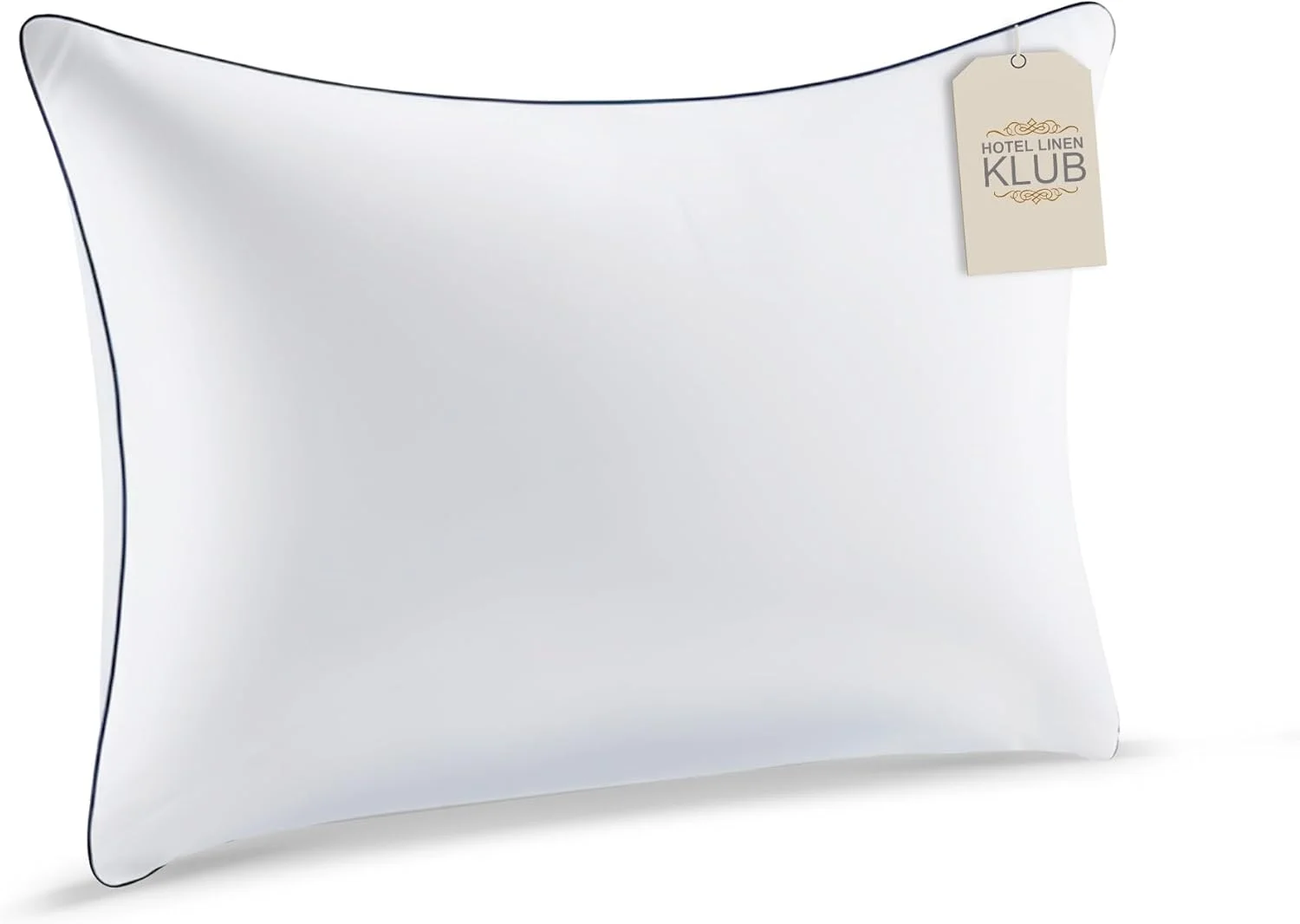 بالش ساتن پنبه‌ای لوکس هتل لینن کلاب با نوار دوزی تکی - 50x75 سانتی‌متر، 900 گرم پر شده