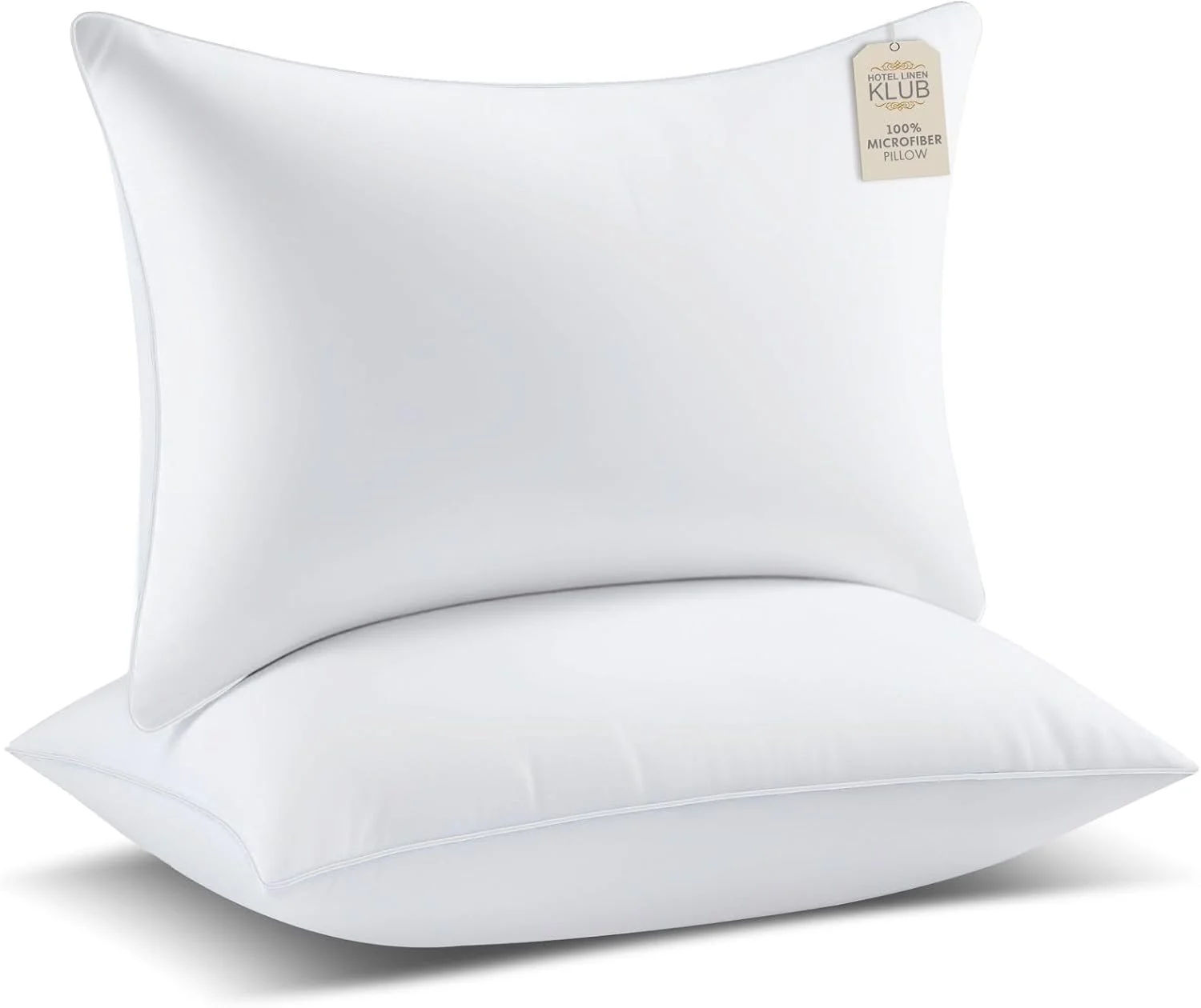 بسته دو عددی بالش فشرده هتلی لینن کلاب پریمیوم - روکش بیرونی 100% میکروفایبر، 800 گرم الیاف توخالی نرم برای راحتی و پشتیبانی نهایی، سایز: 50x70 سانتی متر، سفید ملایم