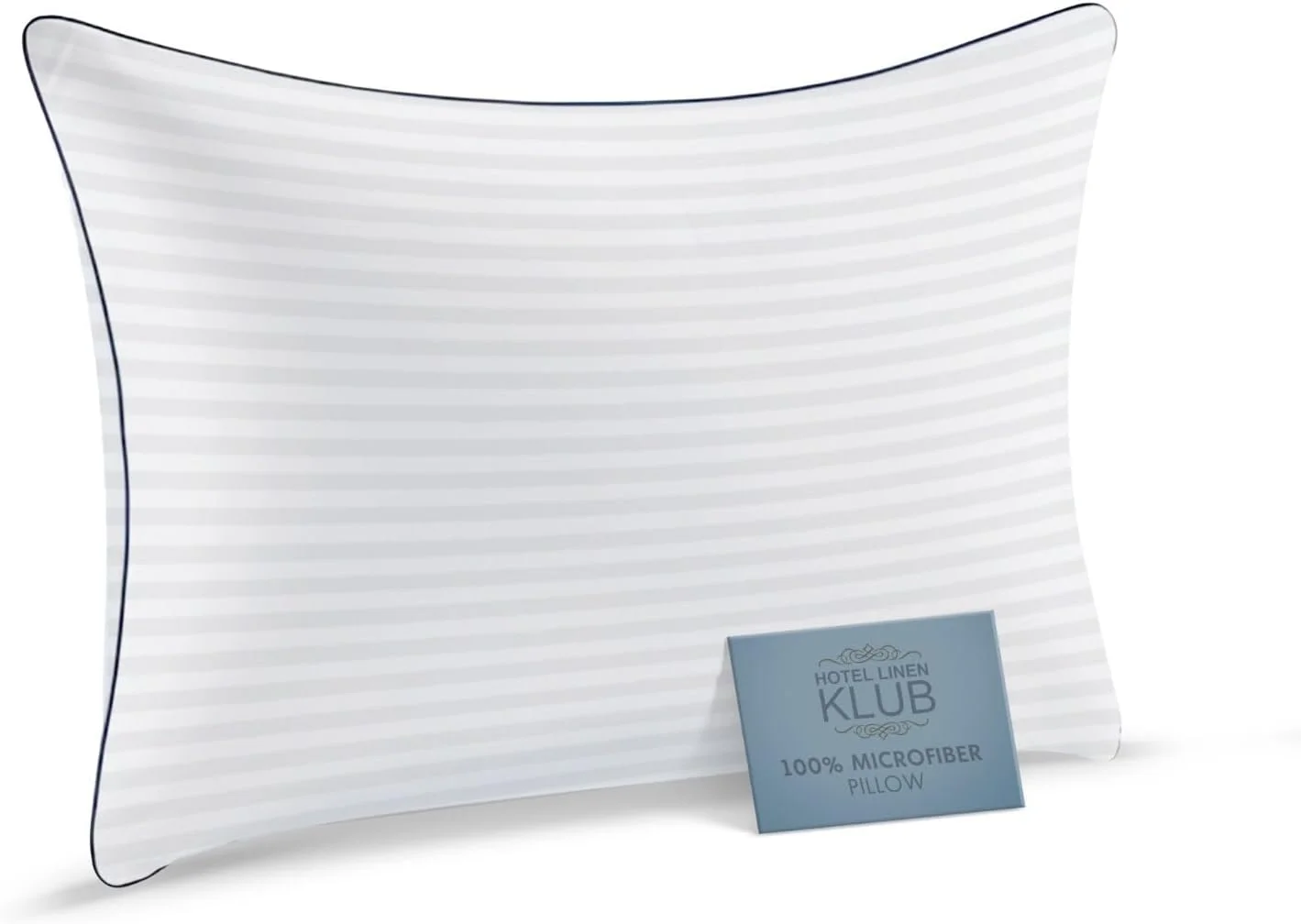 بالش هتلی Linen Klub - ساخته شده از پارچه میکروفایبر راه راه با یک نوار برای ظاهری بادوام و شیک، 900 گرم الیاف میکروفایبر نرم برای راحتی و پشتیبانی بیشتر، اندازه: 50 x 75 سانتی متر