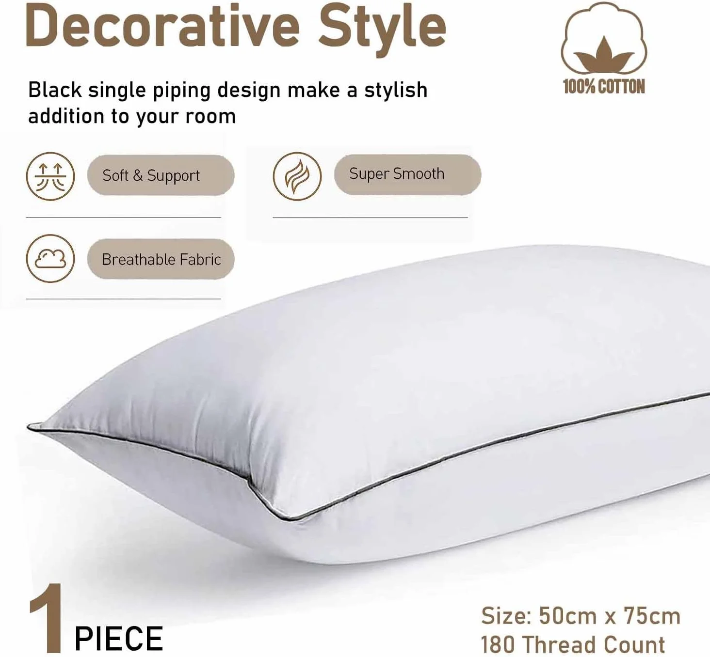 بالش هتلی Linen Klub برای خواب، 1 عدد بالش سایز استاندارد 50 در 75 سانتی متر، روکش نرم و تنفس پذیر، بالش برای پشتیبانی از گردن و شانه، بالش با کیفیت، لبه های تک لایه، سفید بالش هتلی Linen Klub برای خواب، 1 عدد بالش سایز استاندارد 50 در 75 سانتی متر، روکش نرم و تنفس پذیر، بالش برای پشتیبانی از گردن و شانه، بالش با کیفیت، لبه های تک لایه، سفید