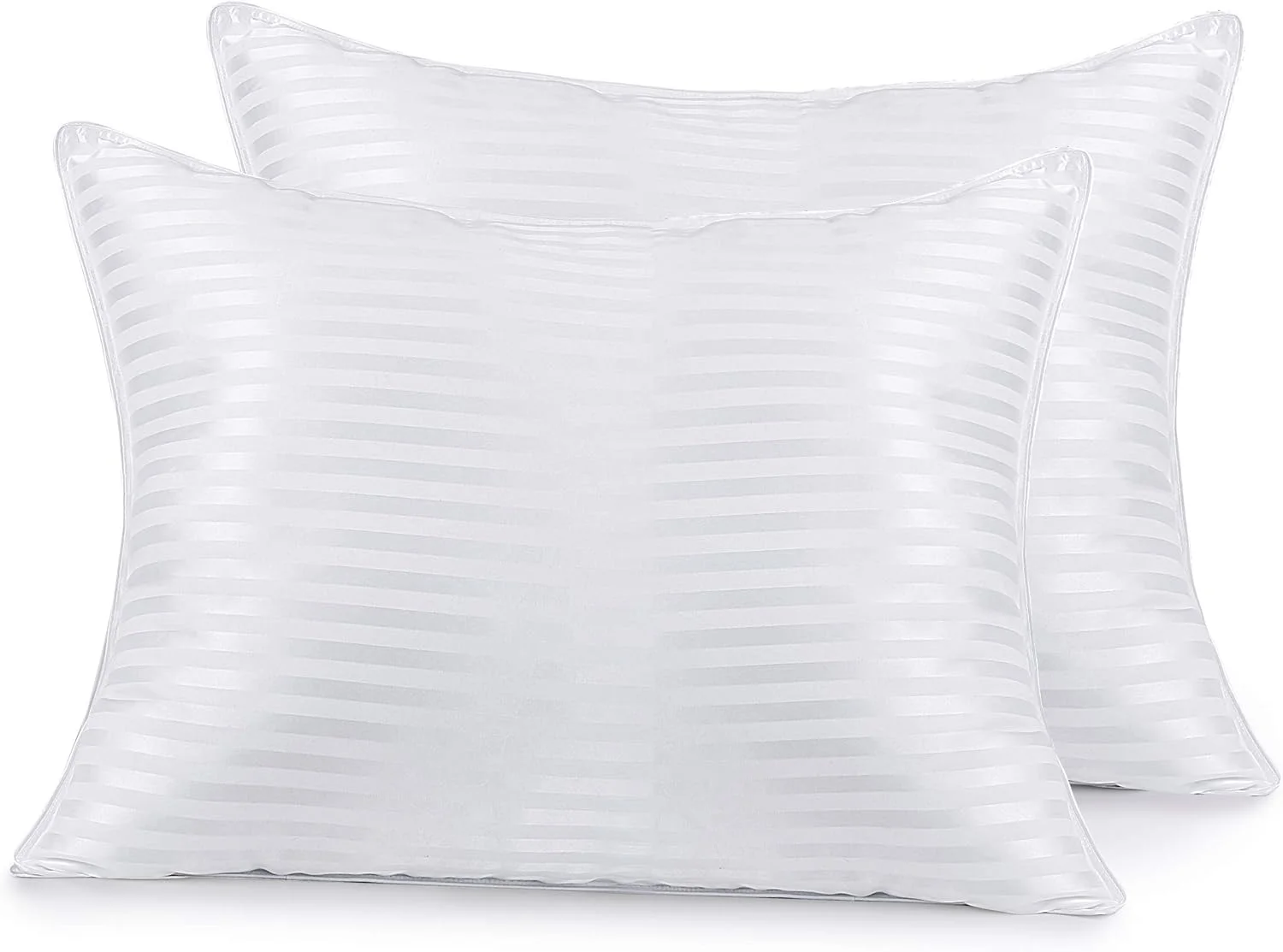 بالش های تخت آکانوا برای خواب، بسته 2 عددی، پر شده با الیاف پلی استر نرم و لطیف، مناسب برای خوابیدن به پشت، شکم و پهلو، سایز کوئین، سفید، 2 عدد