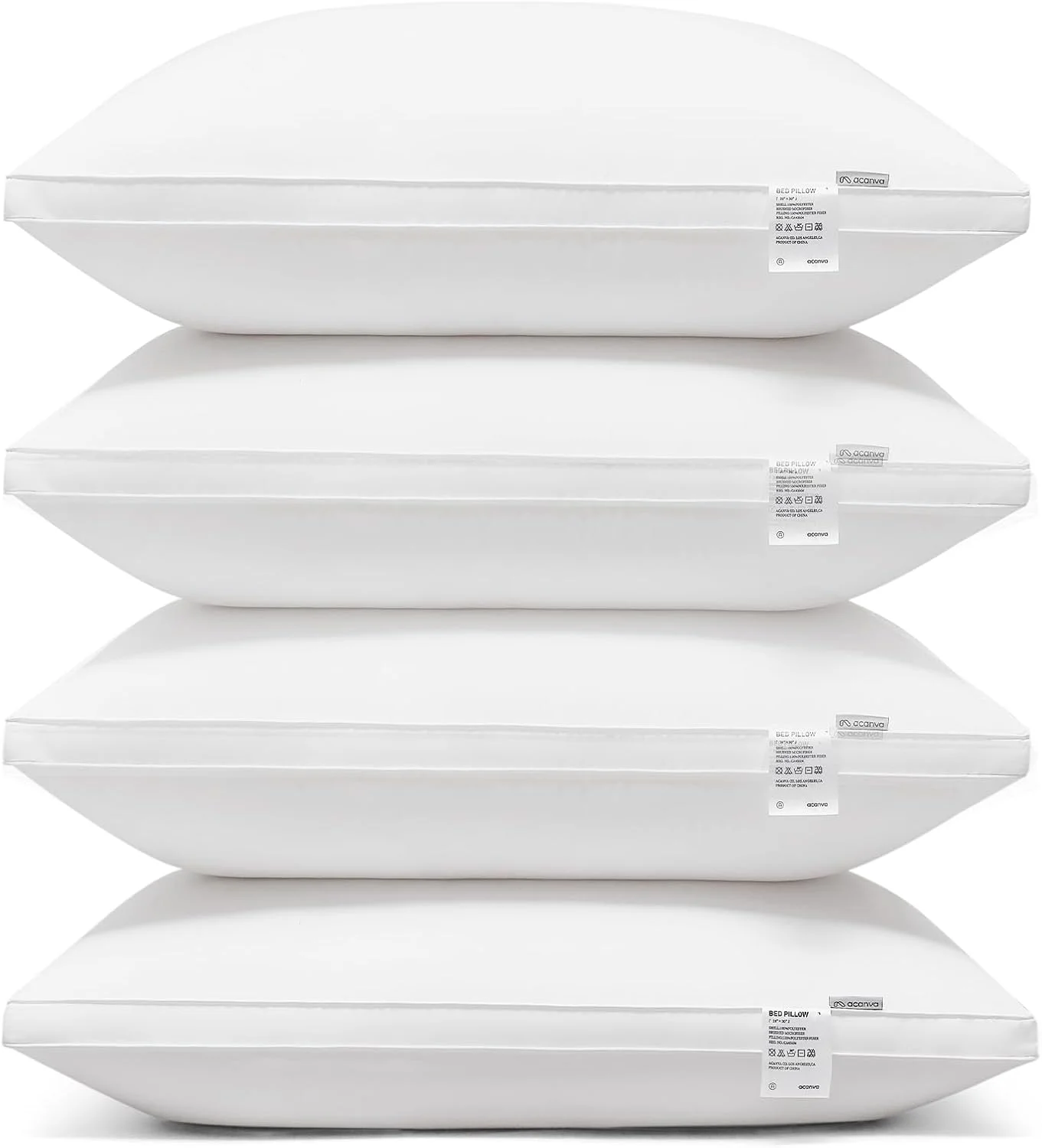 بالش های خنک کننده تخت آکانوا برای خواب، بسته 4 عددی، کیفیت لوکس هتل با پر کردن سه بعدی ممتاز شبیه پر، برای خوابیدن به پشت، شکم یا پهلو، نرم و راحت، استاندارد (بسته 4 عددی)، سفید 4 عدد