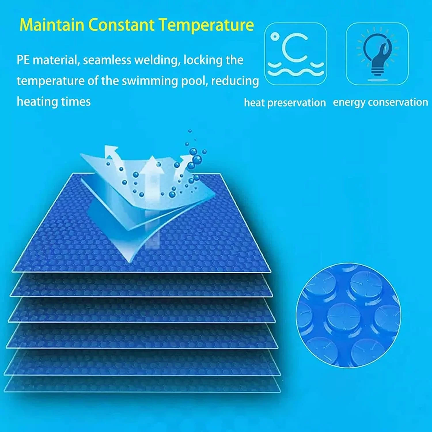 روکش استخر CHONGHAN ضخامت 500 میکرون با حباب، محافظ روکش استخر، بخاری خورشیدی انتقال حرارت برای استخرهای شنای سرپوشیده و روباز