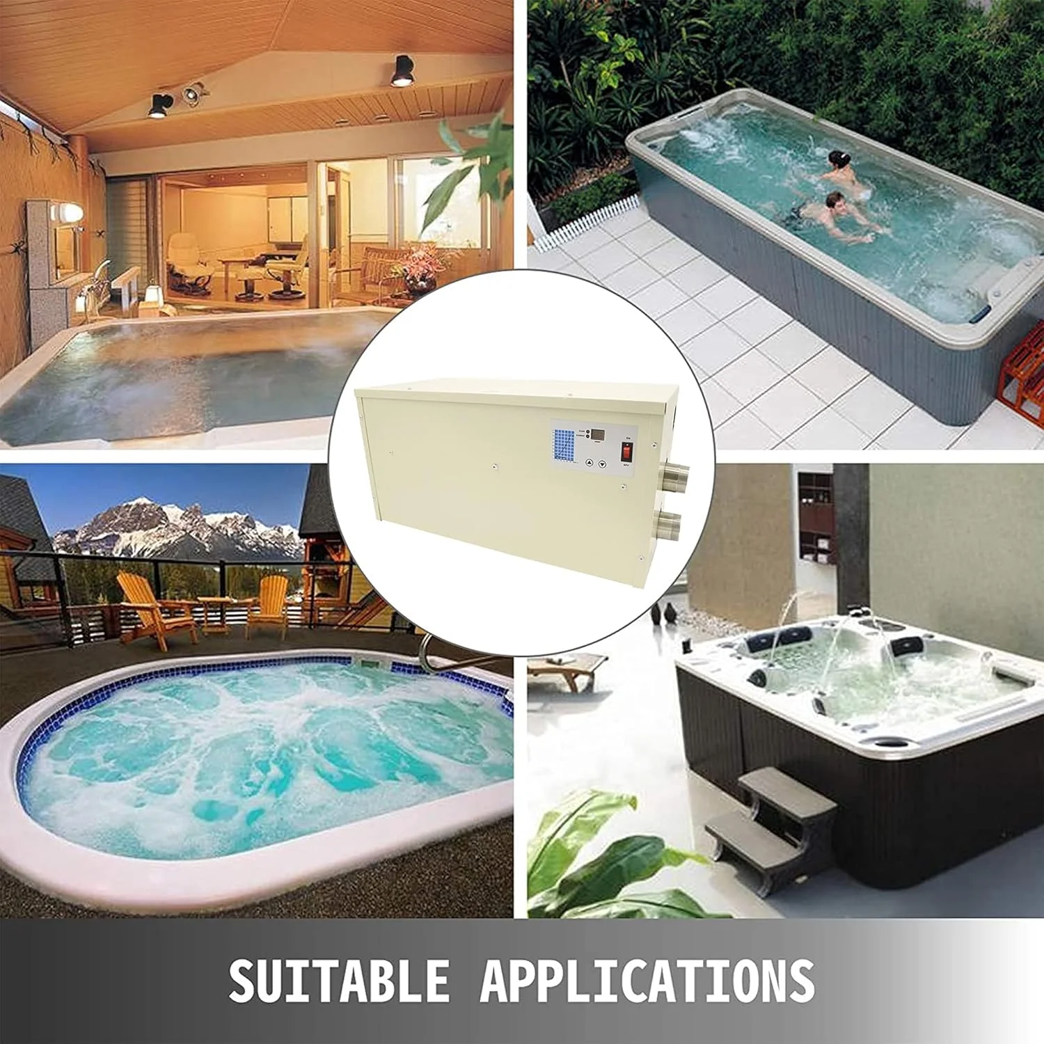 ترموستات بخاری برقی استخر 5.5 کیلووات، 11 کیلووات، 15 کیلووات 220 ولت 380 ولت، بخاری برقی استخر شنا، پمپ آبگرمکن برقی اسپا، ترموستات وان آب داغ برای استخر های رو باز و توکار