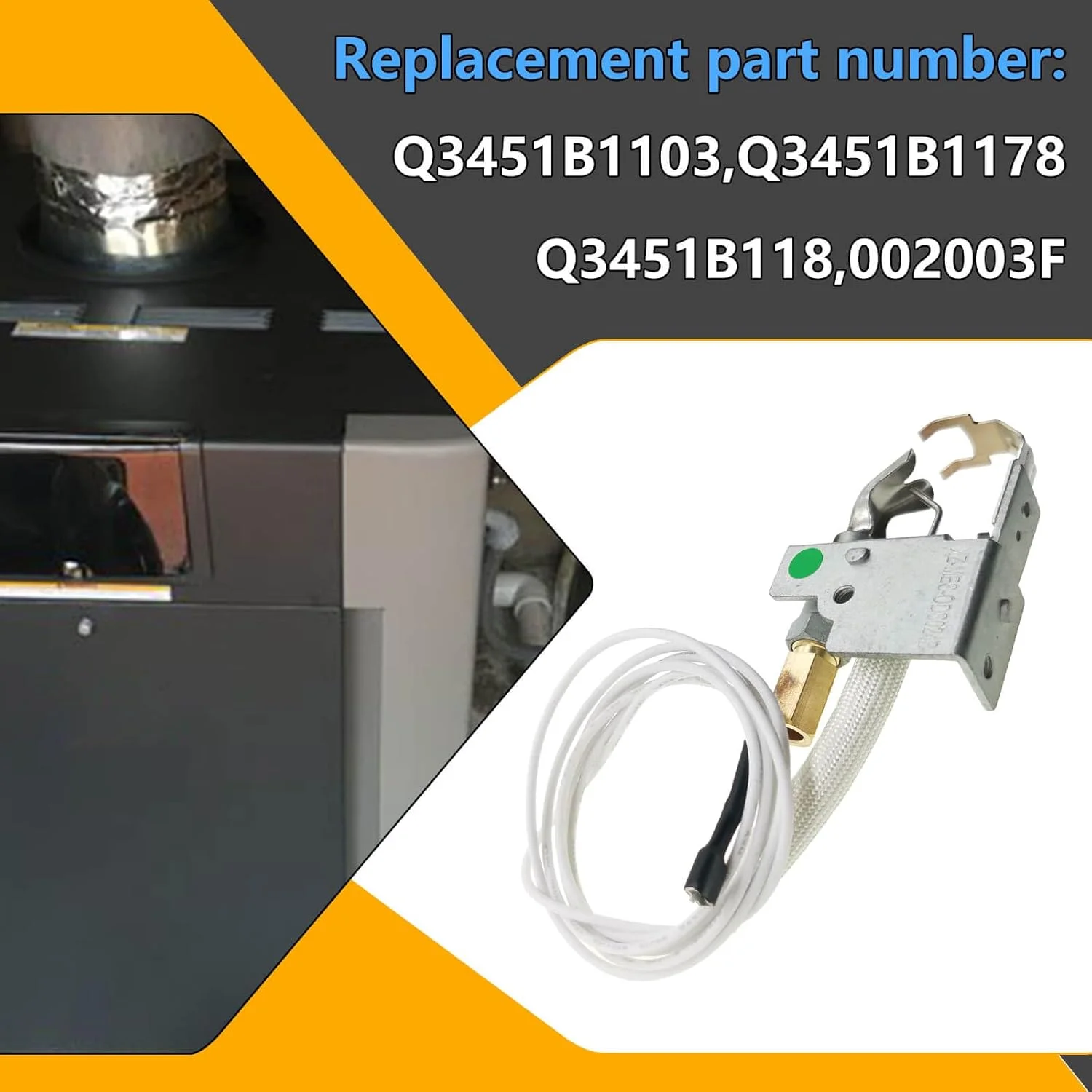 مجموعه درب پیلوت گاز طبیعی/پروپان 002003F سازگار با گرمکن استخر و اسپا Raypak مدل های 106A 206A 266A 336A 406A 405B R403 RP2100 R156A، جایگزین Q3451B1103 Q3451B1178 Q3451B1186