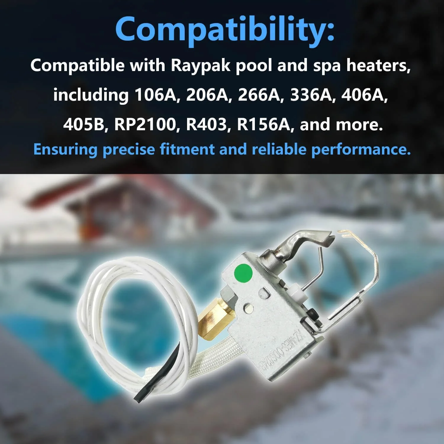 مجموعه درب پیلوت گاز طبیعی/پروپان 002003F سازگار با گرمکن استخر و اسپا Raypak مدل های 106A 206A 266A 336A 406A 405B R403 RP2100 R156A، جایگزین Q3451B1103 Q3451B1178 Q3451B1186