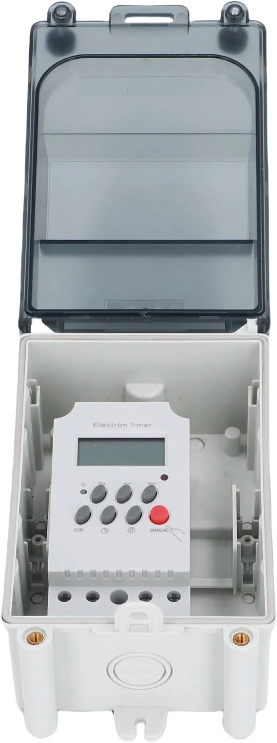 کنترلر تایمر پمپ استخر 7 روزه 28 ON/OFF تایمر قابل برنامه ریزی دیجیتال با باتری داخلی ضد آب IP67 برای پمپ استخر، بخاری، فیلتر، چراغ های فضای باز کنترلر تایمر پمپ استخر 7 روزه 28 ON/OFF تایمر قابل برنامه ریزی دیجیتال با باتری داخلی ضد آب IP67 برای پمپ استخر، بخاری، فیلتر، چراغ های فضای باز