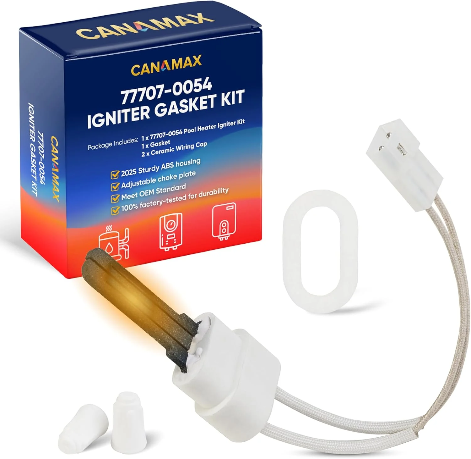 Canamax -77707-0054 - کیت جرقه زن و واشر سازگار با گرمکن های استخر و اسپا Pentair Sta-Rite MasterTemp Max-E-Therm 200 250 300 400 HD Canamax -77707-0054 - کیت جرقه زن و واشر سازگار با گرمکن های استخر و اسپا Pentair Sta-Rite MasterTemp Max-E-Therm 200 250 300 400 HD