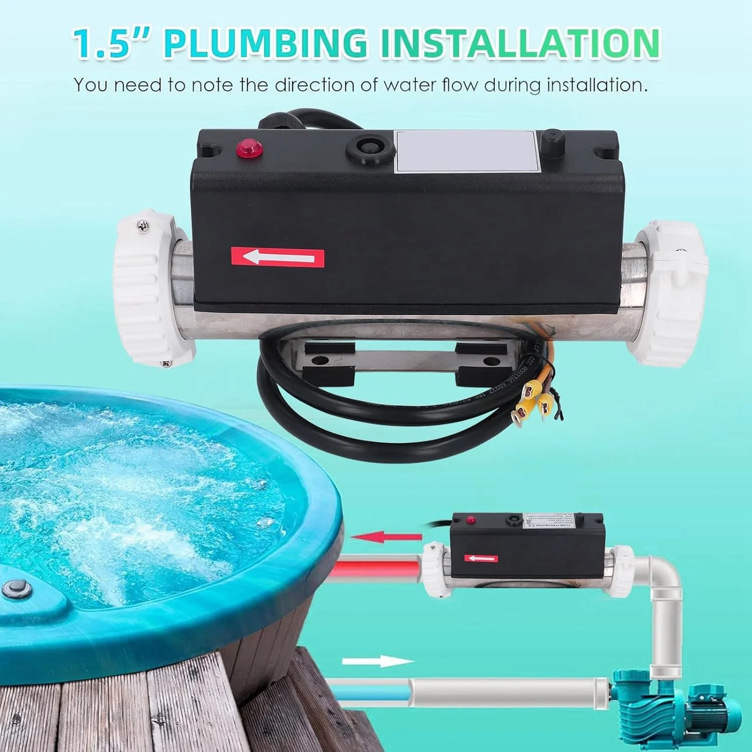 ترموستات استخر فافیسی، محافظت در برابر دمای بالا، جلوگیری از احتراق خشک، ترموستات بخاری برقی وان حمام، آب فولاد ضد زنگ، پلاستیک اسپا (1 کیلو وات)