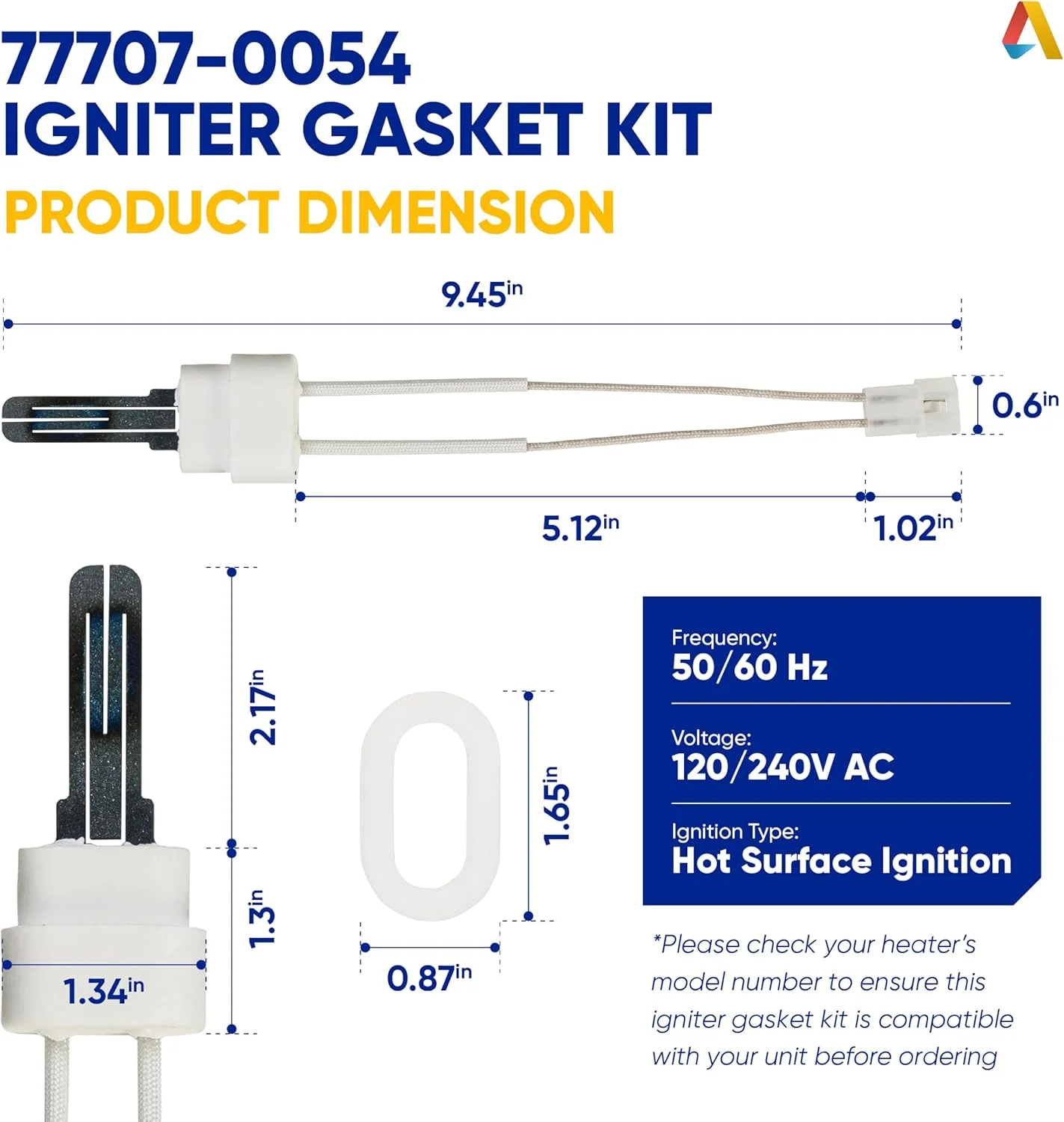 Canamax -77707-0054 - کیت جرقه زن و واشر سازگار با گرمکن های استخر و اسپا Pentair Sta-Rite MasterTemp Max-E-Therm 200 250 300 400 HD