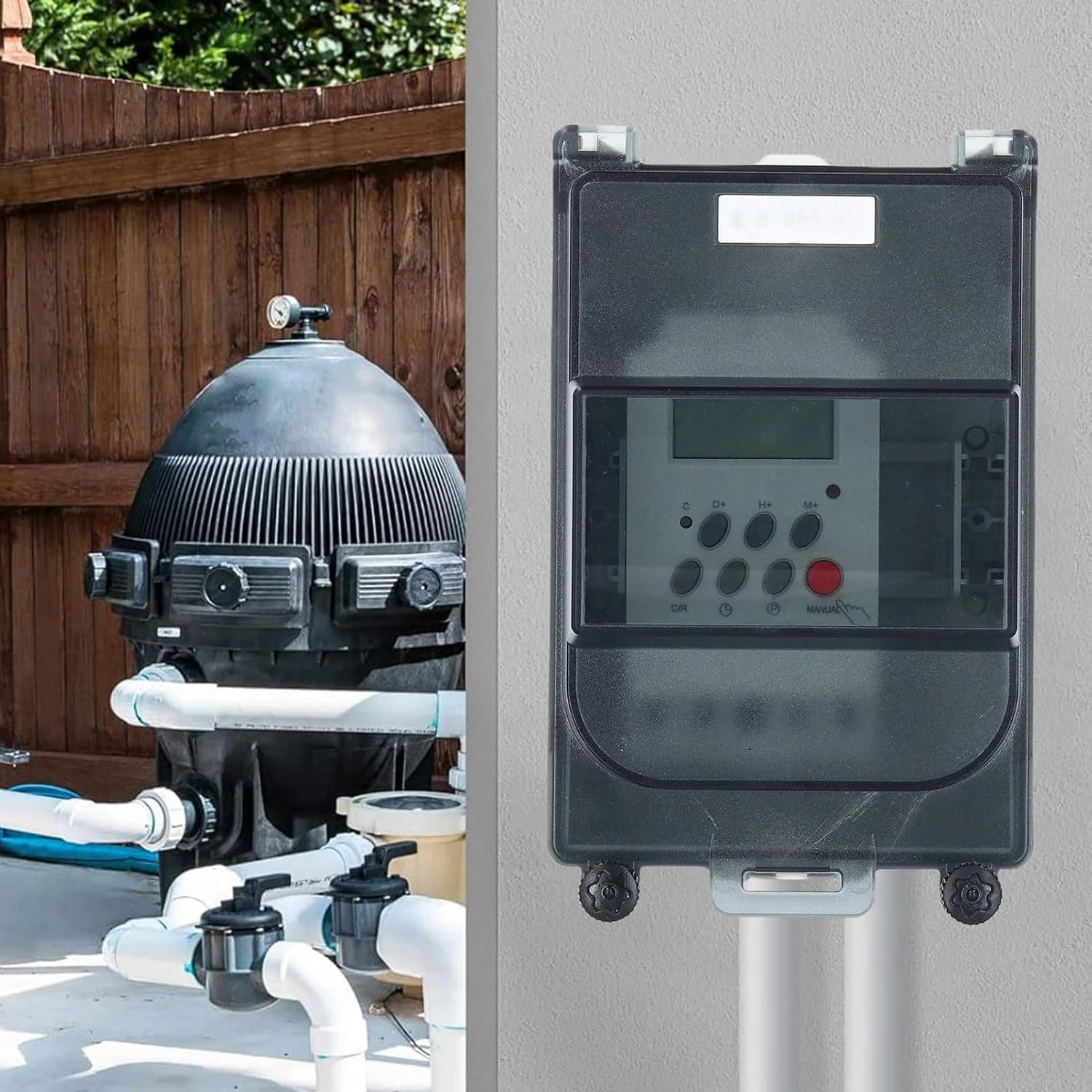 کنترلر تایمر پمپ استخر 7 روزه 28 ON/OFF تایمر قابل برنامه ریزی دیجیتال با باتری داخلی ضد آب IP67 برای پمپ استخر، بخاری، فیلتر، چراغ های فضای باز