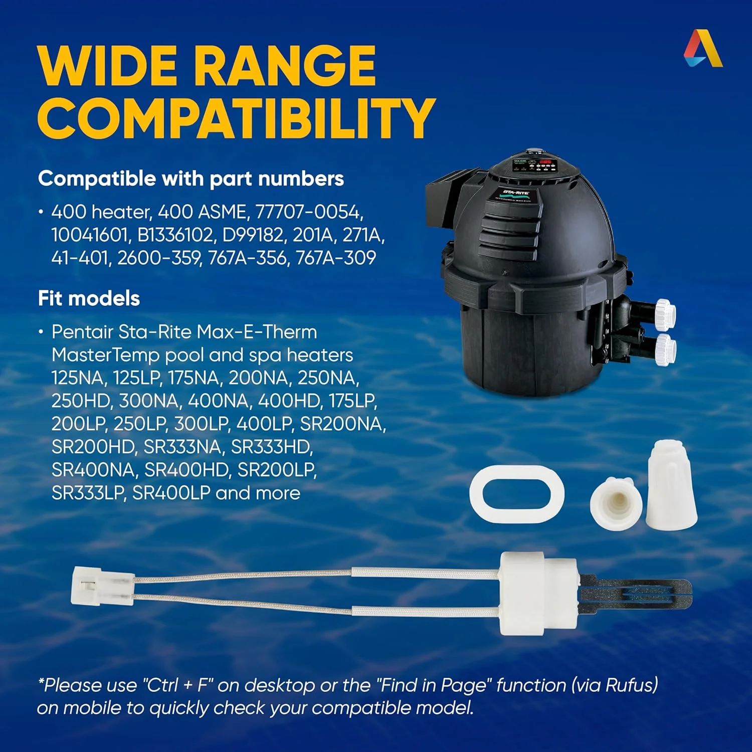 Canamax -77707-0054 - کیت جرقه زن و واشر سازگار با گرمکن های استخر و اسپا Pentair Sta-Rite MasterTemp Max-E-Therm 200 250 300 400 HD