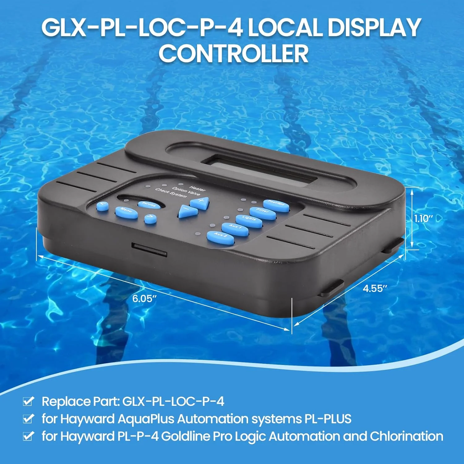 کنترلر نمایشگر محلی GLX-PL-LOC-P-4 مناسب برای اتوماسیون و کلرزنی Hayward PL-P-4 Goldline Pro Logic، همچنین برای سیستم های اتوماسیون AquaPlus PL-Plus، نمایشگر محلی ProLogic P4 کنترلر نمایشگر محلی GLX-PL-LOC-P-4 مناسب برای اتوماسیون و کلرزنی Hayward PL-P-4 Goldline Pro Logic، همچنین برای سیستم های اتوماسیون AquaPlus PL-Plus، نمایشگر محلی ProLogic P4