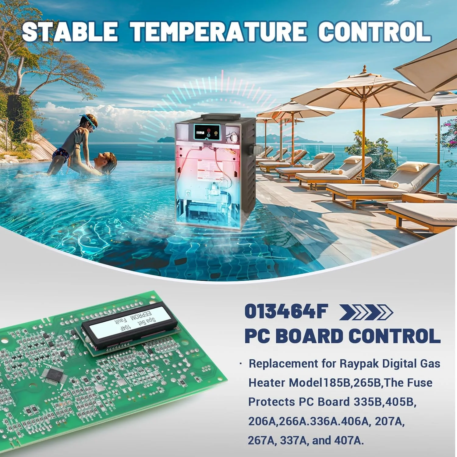 کیت برد کنترل 013464F جایگزین برای مدل های بخاری گازی دیجیتال Raypak مدل 185B، 265B، 335B، 405B، 206A، 266A، 336A، 406A، 207A، 267A، 337A و 407A کیت برد کنترل 013464F جایگزین برای مدل های بخاری گازی دیجیتال Raypak مدل 185B، 265B، 335B، 405B، 206A، 266A، 336A، 406A، 207A، 267A، 337A و 407A