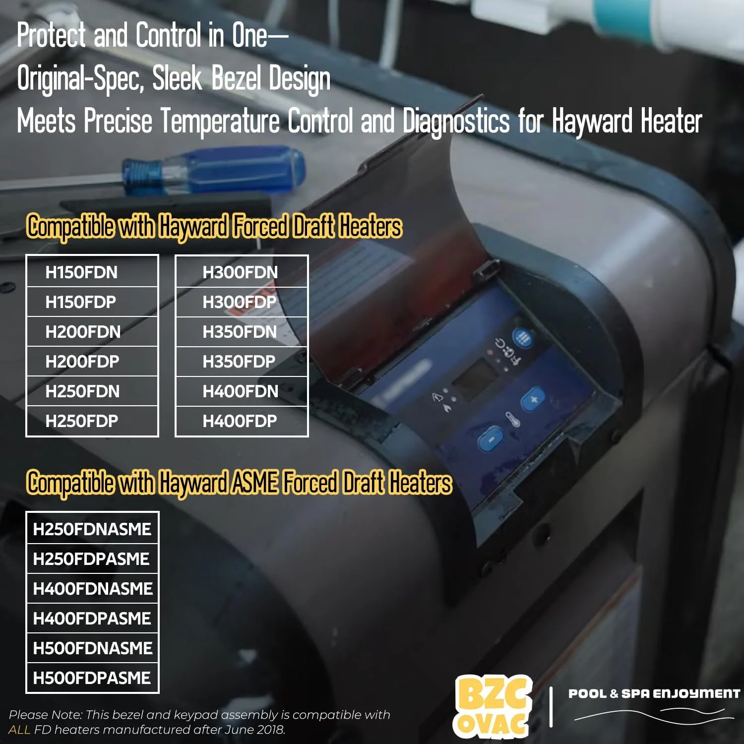 مجموعه قاب و صفحه کلید بخاری استخر مدل FDXLBKP1932 یونیورسال سری H با NOx پایین برای بخاری های دمنده اجباری Hayward (آبی، با درب) - مناسب برای تمام مدل های ساخته شده پس از ژوئن 2018