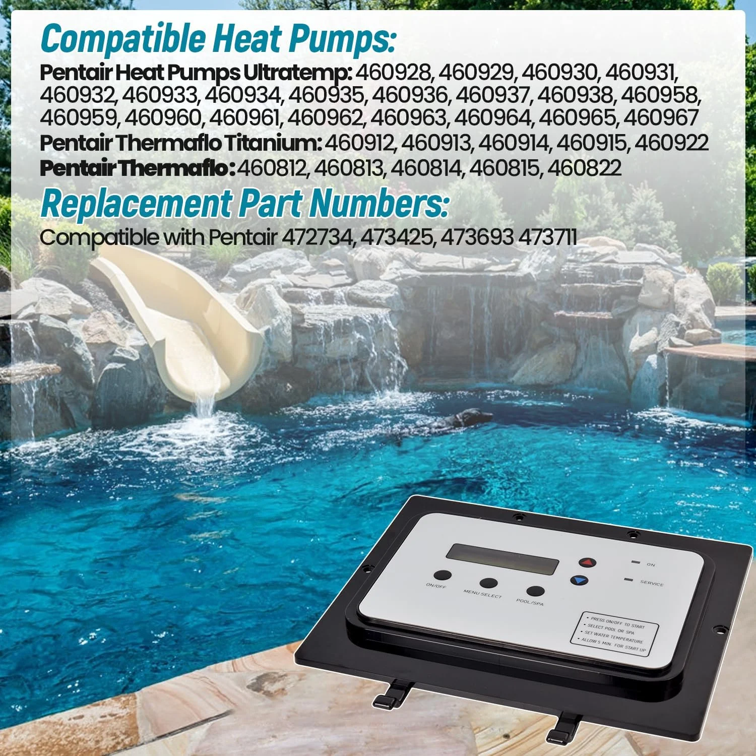 برد کنترل حرارت اتوماتیک مدل 473711.A، 472734 سازگار با پمپ حرارتی استخر و اسپا Pentair Ultratemp Thermaflo Titanium جایگزین مدل های 473711 473693 473425