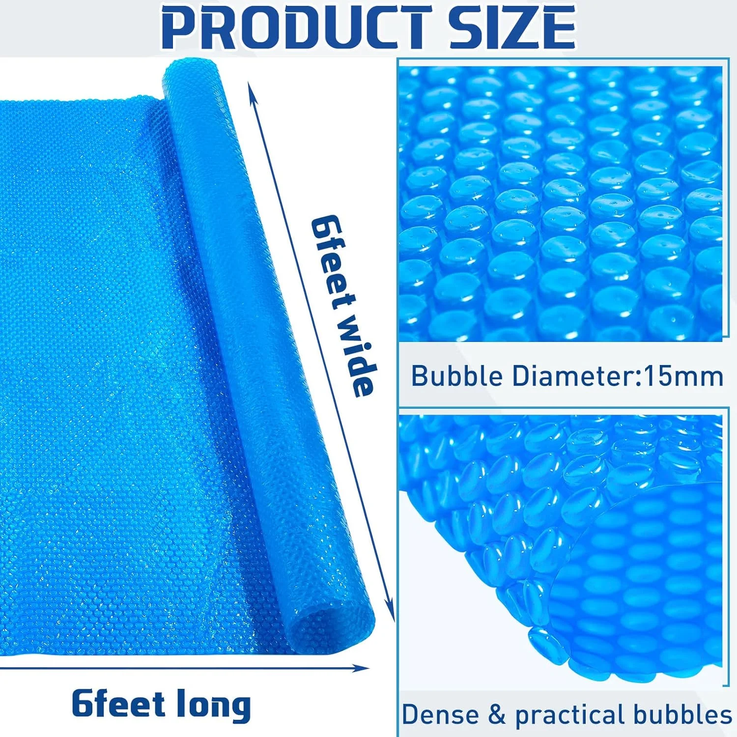 روکش حبابدار استخر، عایق حرارتی و شناور مناسب برای استخرهای توکار و حوضچه های آب گرم، آبی، 183x183 سانتی متر روکش حبابدار استخر، عایق حرارتی و شناور مناسب برای استخرهای توکار و حوضچه های آب گرم، آبی، 183x183 سانتی متر