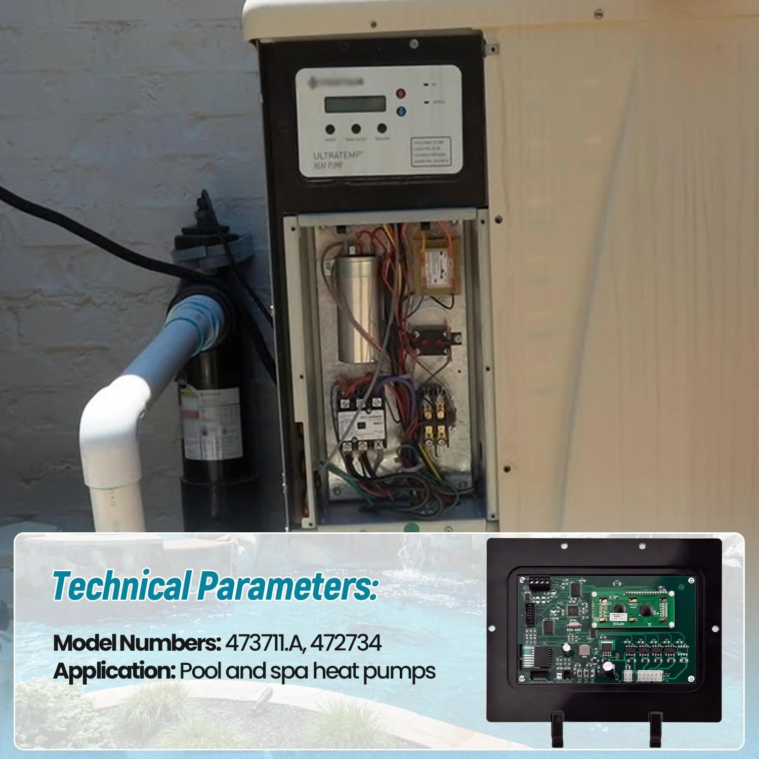 برد کنترل حرارت اتوماتیک مدل 473711.A، 472734 سازگار با پمپ حرارتی استخر و اسپا Pentair Ultratemp Thermaflo Titanium جایگزین مدل های 473711 473693 473425