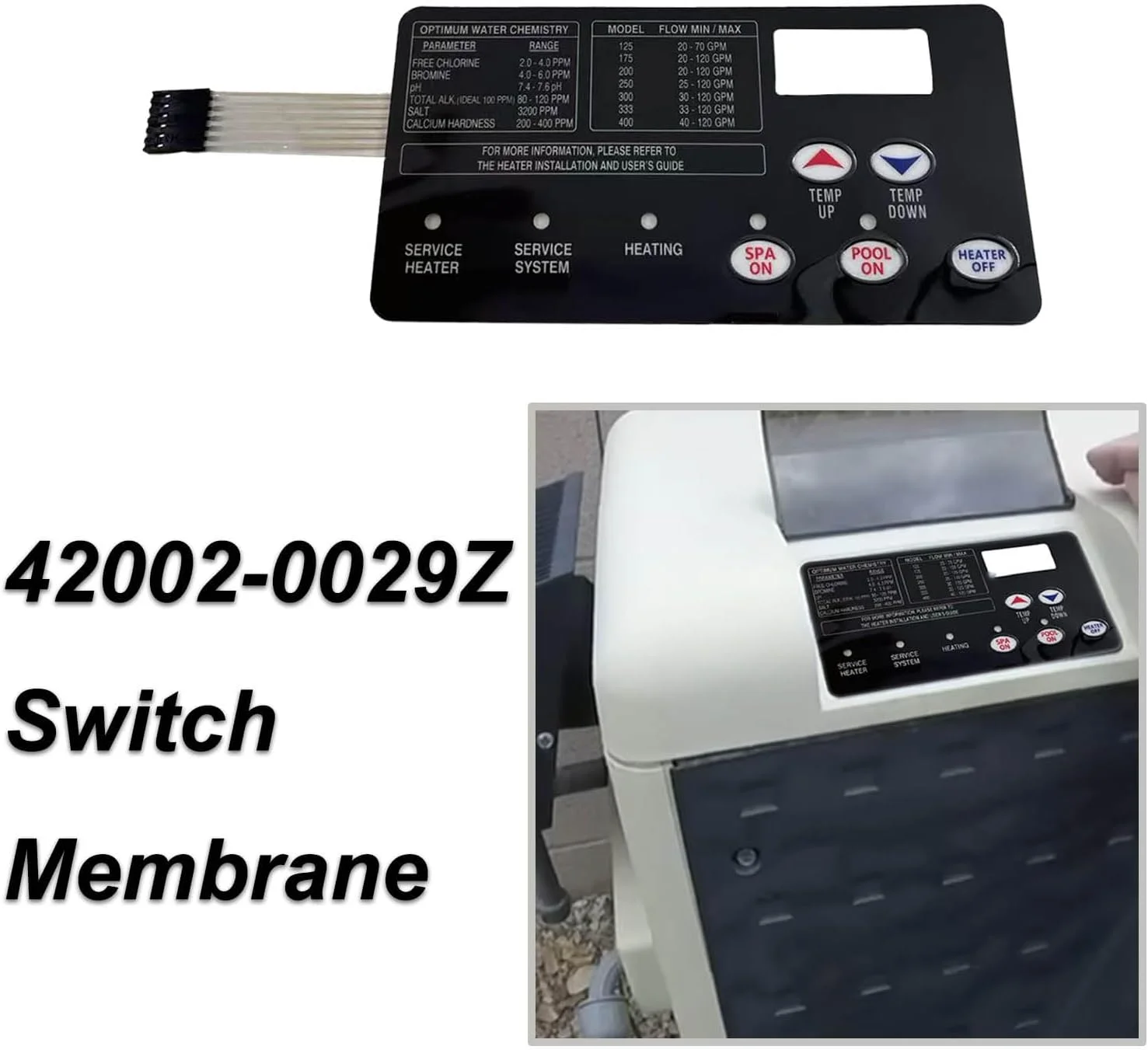 صفحه کلید غشایی تعویضی Gihdfer 472610Z 42002-0029Z برای برد کلید گرمکن استخر/اسپا سازگار با سیستم های الکتریکی گرمکن استخر و اسپا Sta-Rite Max-E-Therm صفحه کلید غشایی تعویضی Gihdfer 472610Z 42002-0029Z برای برد کلید گرمکن استخر/اسپا سازگار با سیستم های الکتریکی گرمکن استخر و اسپا Sta-Rite Max-E-Therm