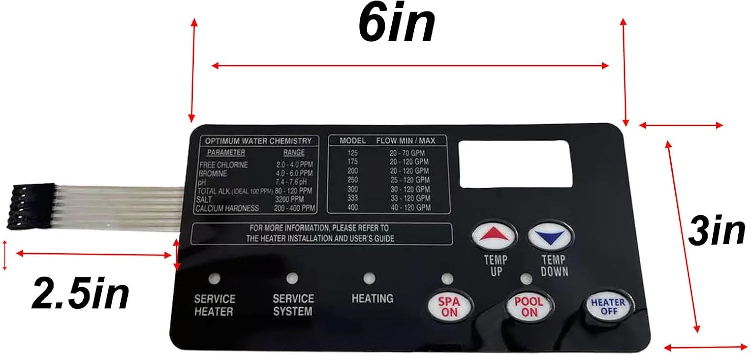 صفحه کلید غشایی تعویضی Gihdfer 472610Z 42002-0029Z برای برد کلید گرمکن استخر/اسپا سازگار با سیستم های الکتریکی گرمکن استخر و اسپا Sta-Rite Max-E-Therm صفحه کلید غشایی تعویضی Gihdfer 472610Z 42002-0029Z برای برد کلید گرمکن استخر/اسپا سازگار با سیستم های الکتریکی گرمکن استخر و اسپا Sta-Rite Max-E-Therm