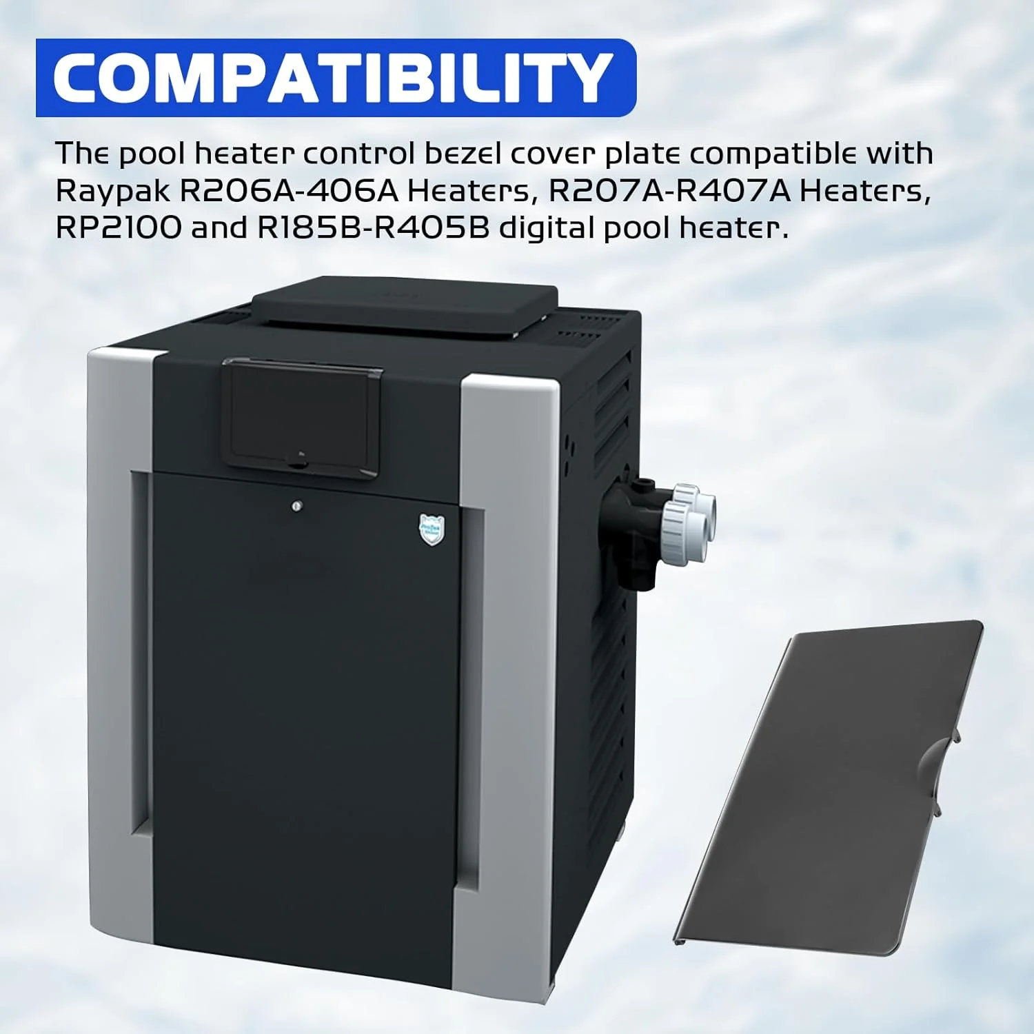 قاب کنترل پوشش بخاری استخر 009487F سازگار با مدل های Raypak RP2100, R185B, R265B، قطعات جایگزین بخاری استخر 206-407، مشکی