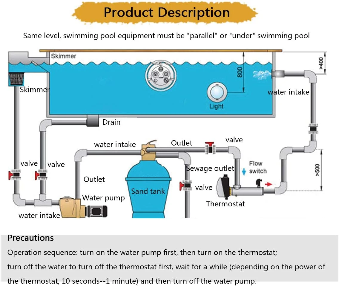 ترموستات استخر 5.5 کیلووات 380 ولت بخاری برقی استخر آبگرم لوله گرمایش آب لوازم جانبی استخر برای 2-11 کیلووات