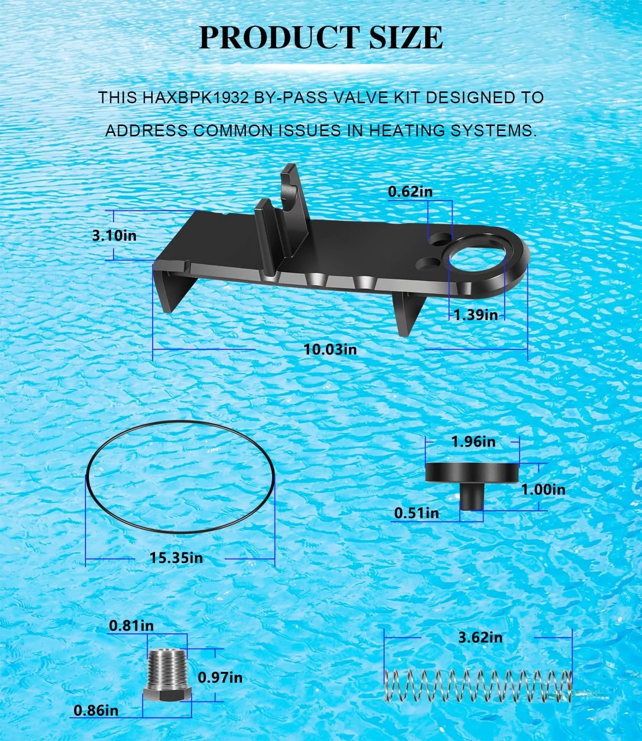 کیت جایگزین شیر بای‌پس HAXBPK1932 برای تمام گرمکن‌های الکترونیکی ED2 Hayward و گرمکن‌های Millivolt/الکترونیکی ED1 Hayward استخر و اسپا/جکوزی ساخته شده پس از 28/10/2000