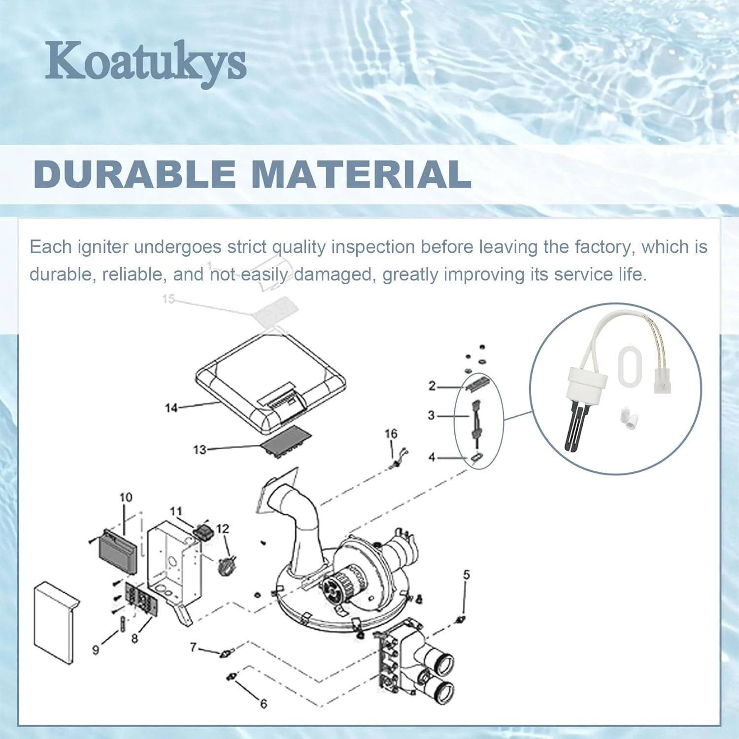 کیت فندک بخاری 77707-0054، سازگار با بخاری های استخر و اسپا Pentair Sta-Rite Max-E-Therm و MasterTemp 200/250/300/400 (تکی)