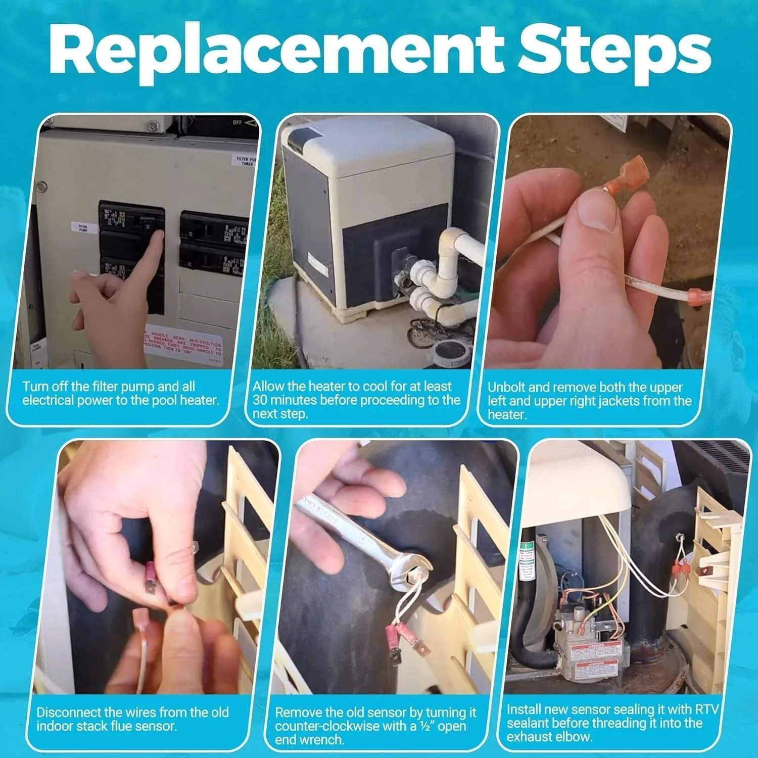 مدل ارتقا یافته سنسور دودکش 42002-0024S با سیم مقاوم در برابر حرارت بالا برای سیستم الکتریکی بخاری Pentair Sta-Rite Max-E-Therm